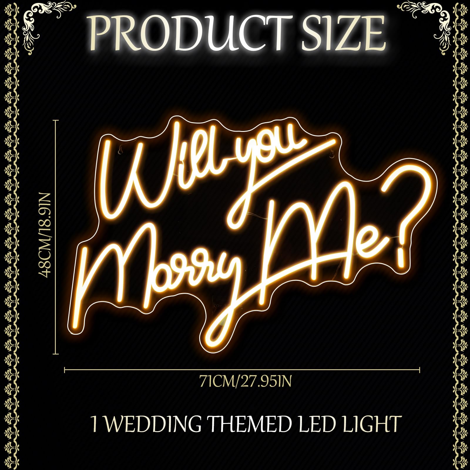 ネオンサイン 白色 装飾壁 結婚式 インテリア14＊7インチ オーダーメイド Amazon.co.jp: Baquler Lサイズ Marry Me サイン 28インチ x 19