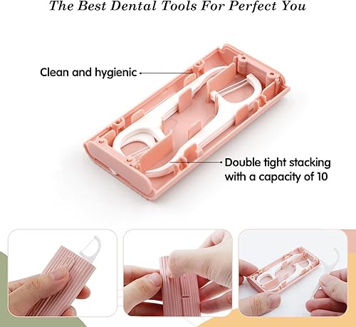 Miniatura 4 de Dental Floss LIAMOSS - Dispensador de hilo dental, dispensador de hilo dental portátil, caja de 4 cajas (azul + rosa) palillos de dientes, tamaño