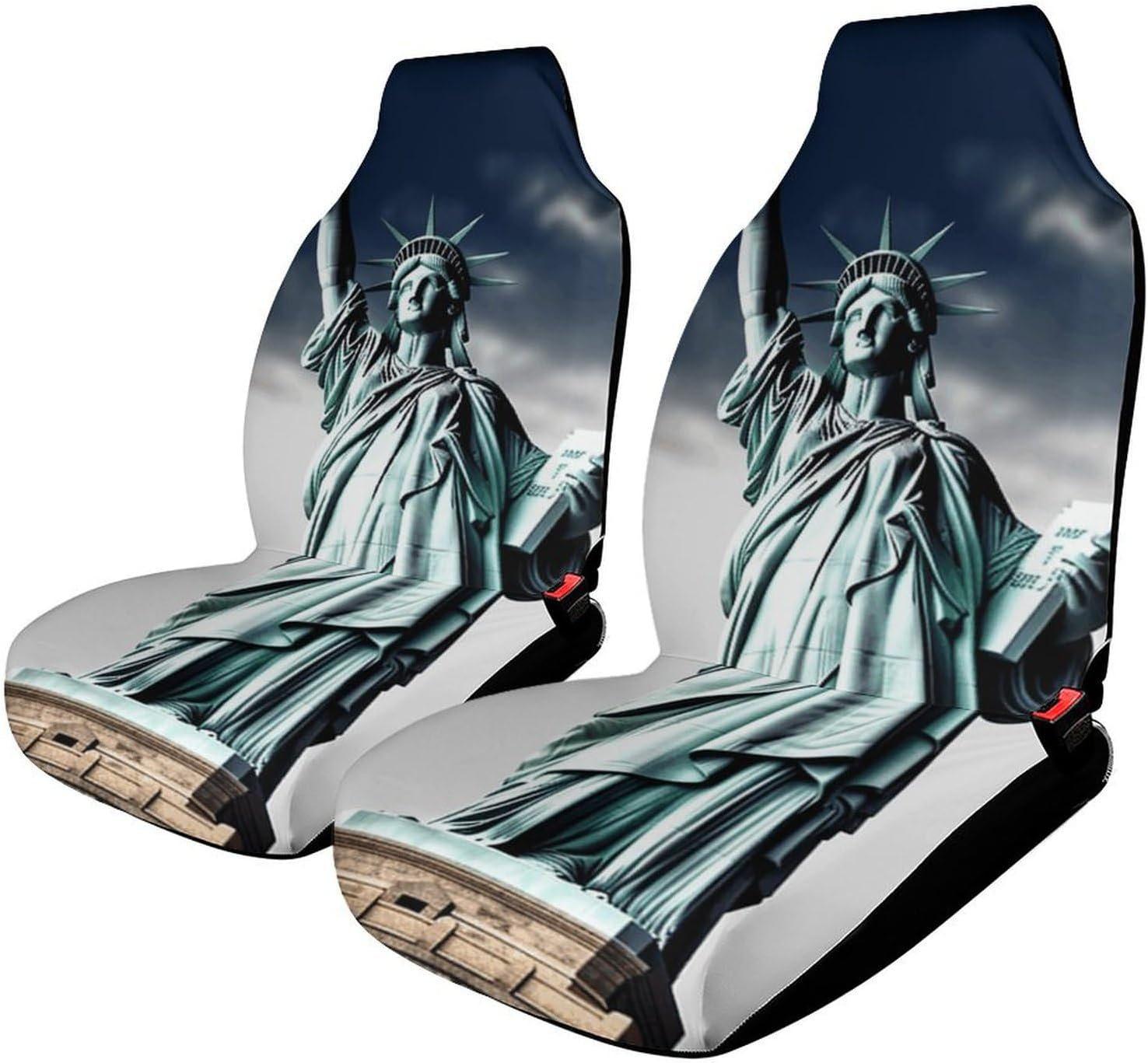 Breathable Car Seat Cover Statue of Liberty Car Front Seat Protector with Elastic Band Edge Auto Seats Cushions Cars Interior Accessories Fit SUV Sedan Van Truck 1PCS