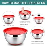 P&P CHEF Mélanger des bols avec des lids, ensemble de 6, Bols de mélange de nichoirs en acier inoxydable & Lys d'aménagement & Fond en silicone non glissant, idéal pour le mélange, le stockage, la taille 0.7/1/1,5/2.5/3/4,6 Qt, multicolore