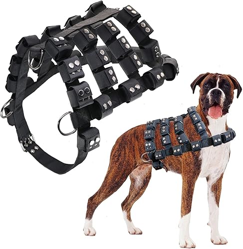 Walktime Dog Harness for Small Medium Large Dogs No Pull Dog Weighted Vest Tactical Dog Harness for Pit Bulls with Pockets Adjustable Weight -