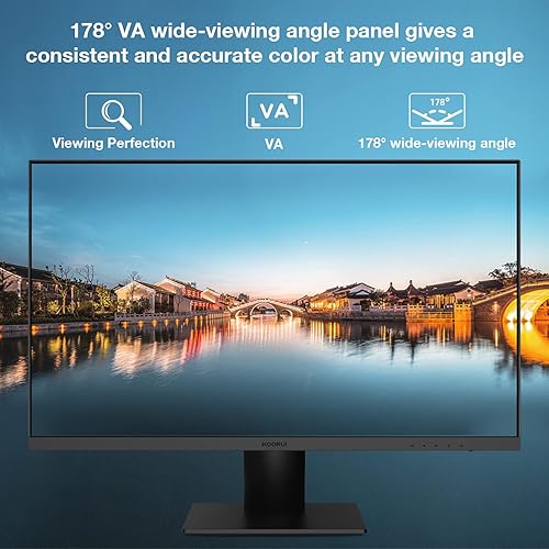 Miniatura 2 de KOORUI Monitor de computadora de negocios de 27 pulgadas, monitor de escritorio FHD 1080p 75Hz, bisel ultrafino para el cuidado de los ojos, puertos