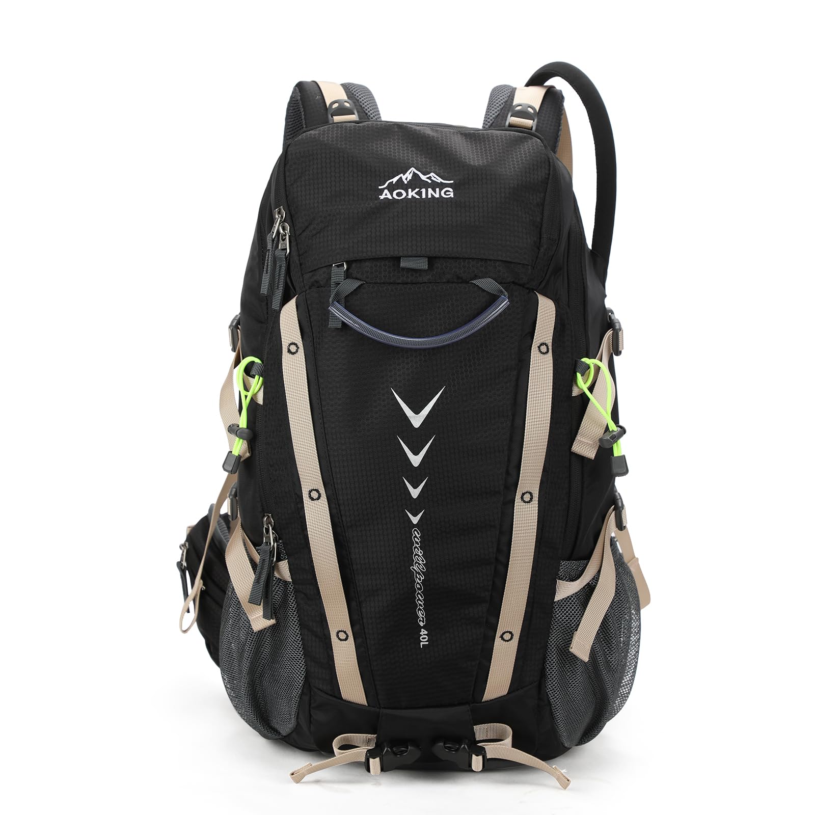 Aoking,Rucksack zum Wandern/Klettern,40L_YJN79807,50L_YJN67363,Standardelemente: abnehmbares Airflow-Mesh-Board,wasserdicht,SOS-Pfeife,Regenschutz,Optionen: Wasserblase 2 Liter,Schlafsäcke
