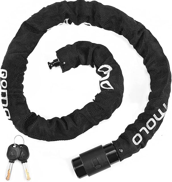 Bike Lock with Key, 100cm Length Bicycle Lock, Bike Locks High Security, 360° Rotatable Lock Head with Waterproof Keyhole Cover, Chain Lock for Cycle/ Motorcycle/ Door/ Gate/ Fence