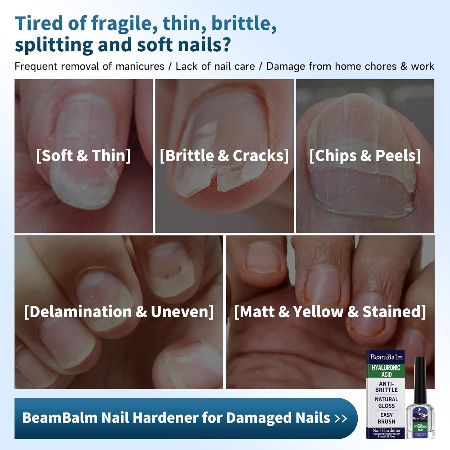 Fingernail Hardener and Strengthener - 10 Second Quick Drying Nail Hardening Keratin Amino Acid Strong and Growth Repair for Damaged Nails Suitable for Manicures and Home Care Nail Care