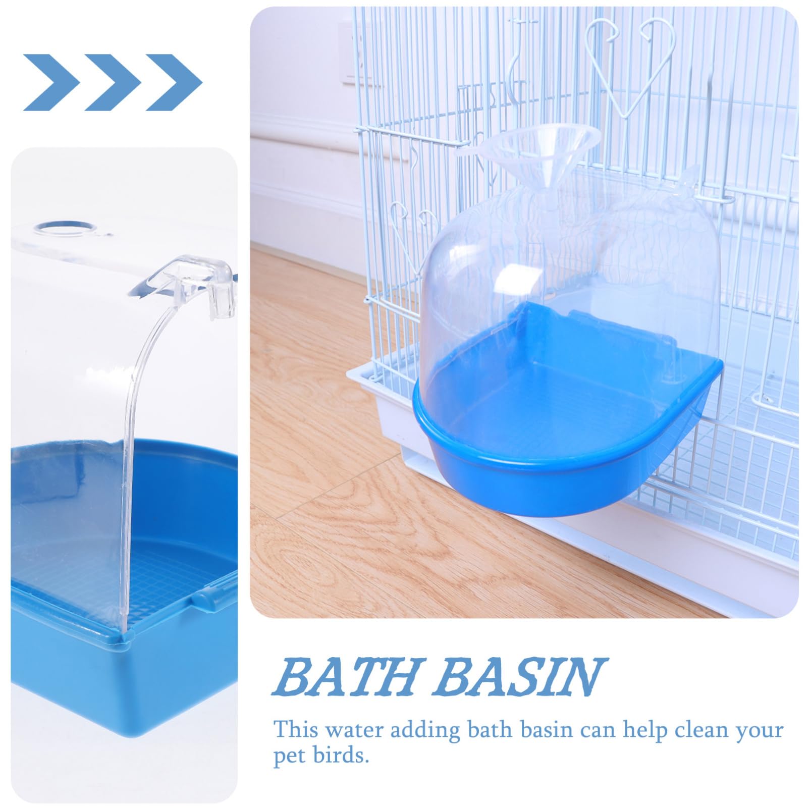Angoily 3pezzi Vasca da Bagno per Uccelli con Finestra per Riempimento e Design Innovativo per Pappagalli e Uccelli Piccoli Blu Materiale Sicuro e Resistente