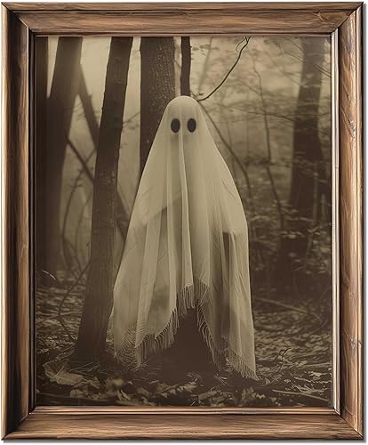 HubbgDesign Estampado de fantasma del bosque, fotografía vintage, póster oculto gótico vintage, póster de fantasma, decoración de Halloween, arte de