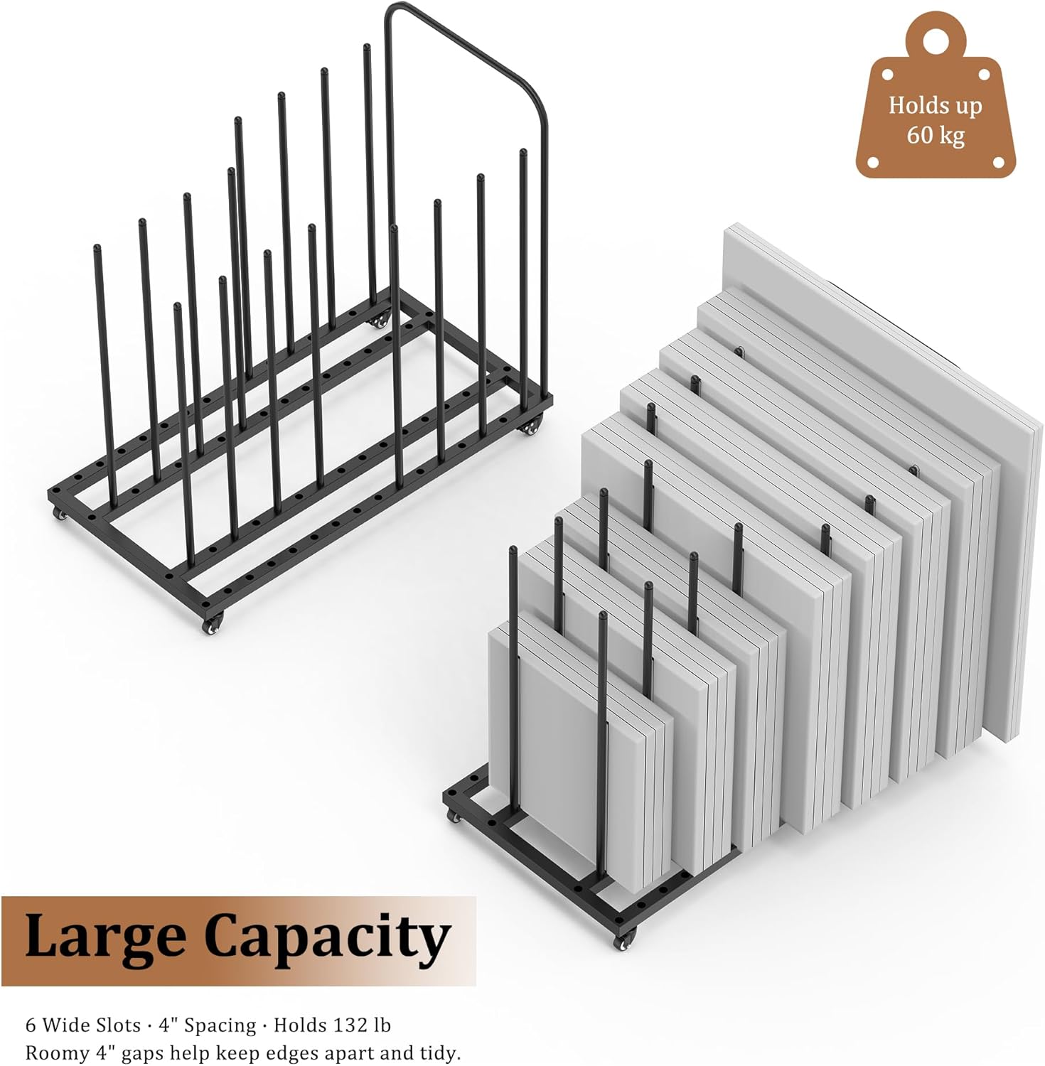 GARVIN Art Storage Rack with Caster Wheels, Art Drying Rack Metal Storage Stand with 7 Slots, Heavy-Duty Canvas Organizer for Artwork, Prints and Panels for Art Studio, Classroom and Gallery