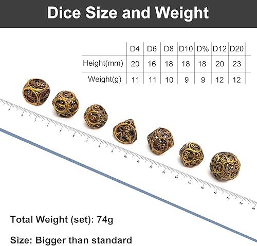 Miniatura 4 de Dados DND, dados de metal huecos D&D, dados de pulpo con diseño de bola redonda única con caja de regalo para juegos de mazmorras y dragones, 7