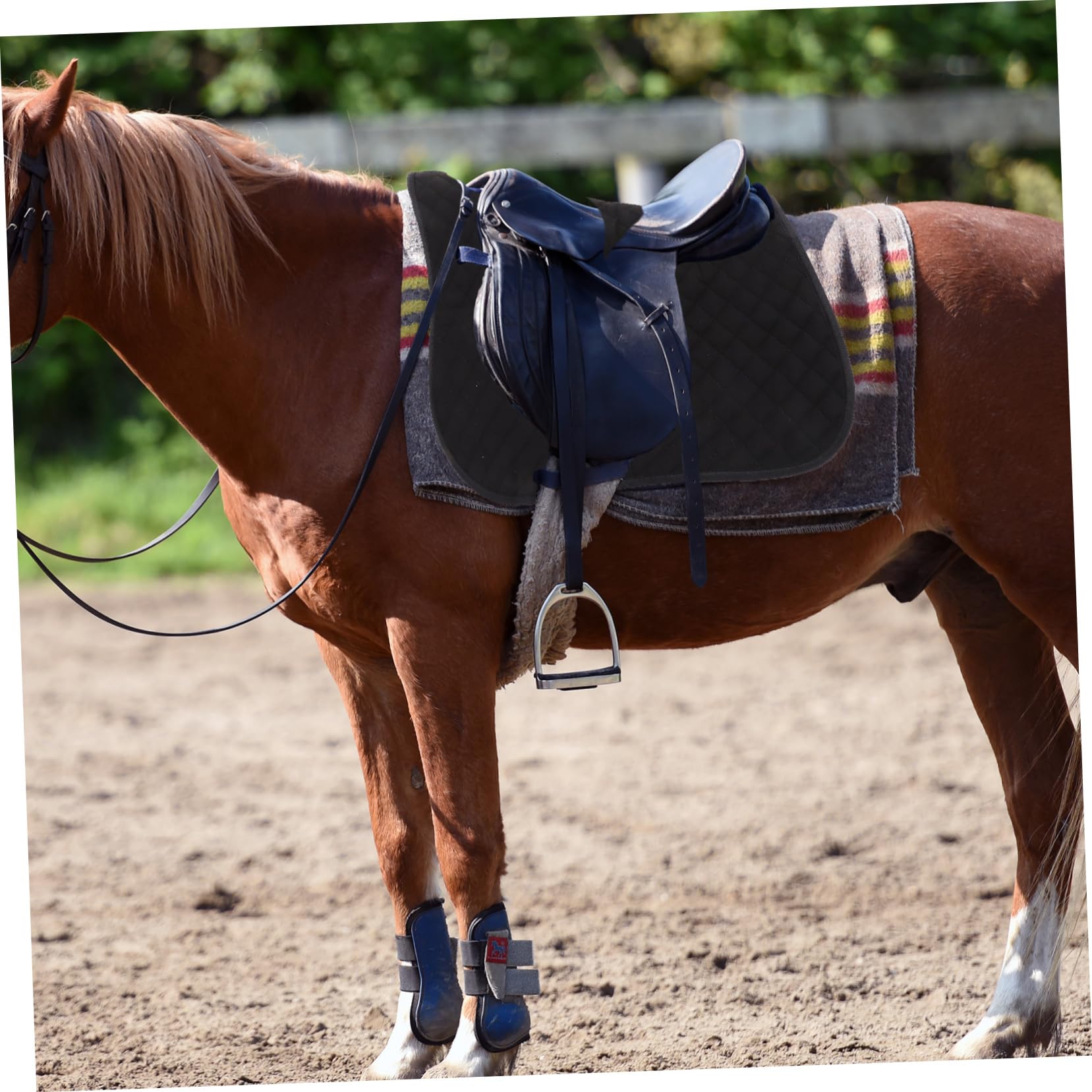 ibasenice Manta de Silla de Montar Occidental Antideslizante, Cómoda, Eva, Algodón y Poliéster, para Caballo, , Negro