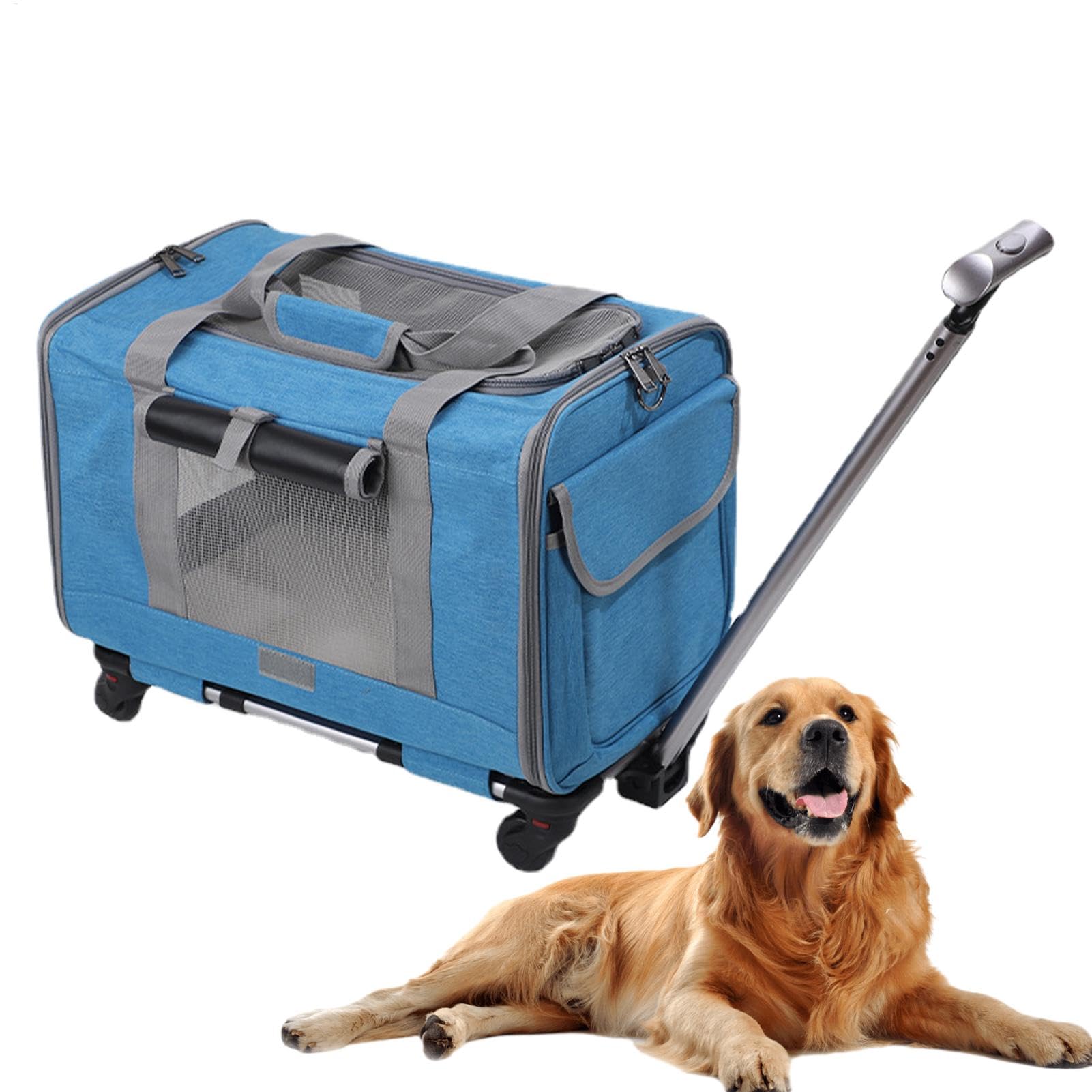 Cat Carrier - Large, Cat Carrier | Small Carrier for Dogs and Cats with Wheels - Small Travel Bag for Dogs, Cat Carrier on Wheels
