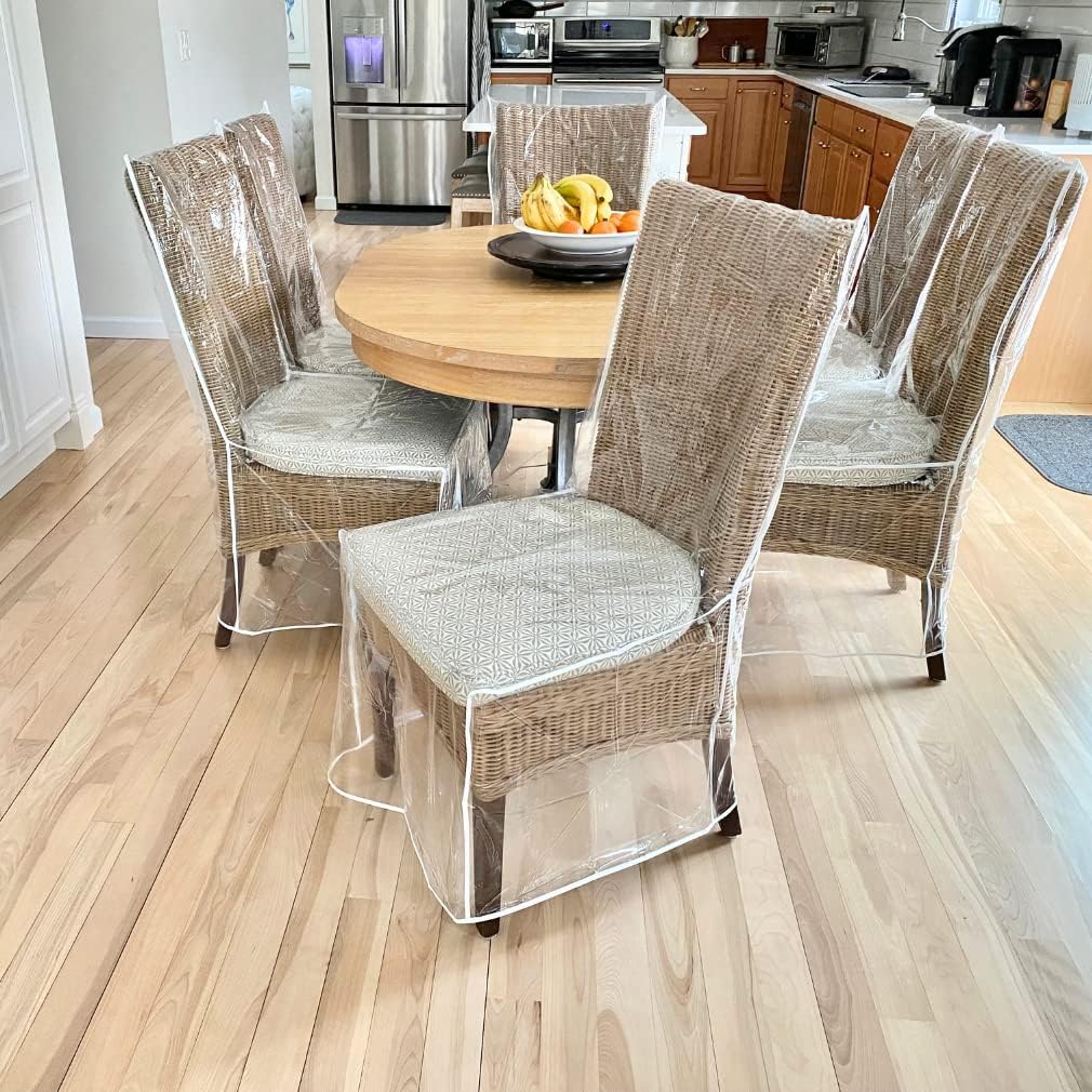 Evelots Dining Room Chair Cover/Protector-4 PK- No Dust/Spill/Pet Hair/Pet Claws, Durable, Easy Clean Clear Slipcover