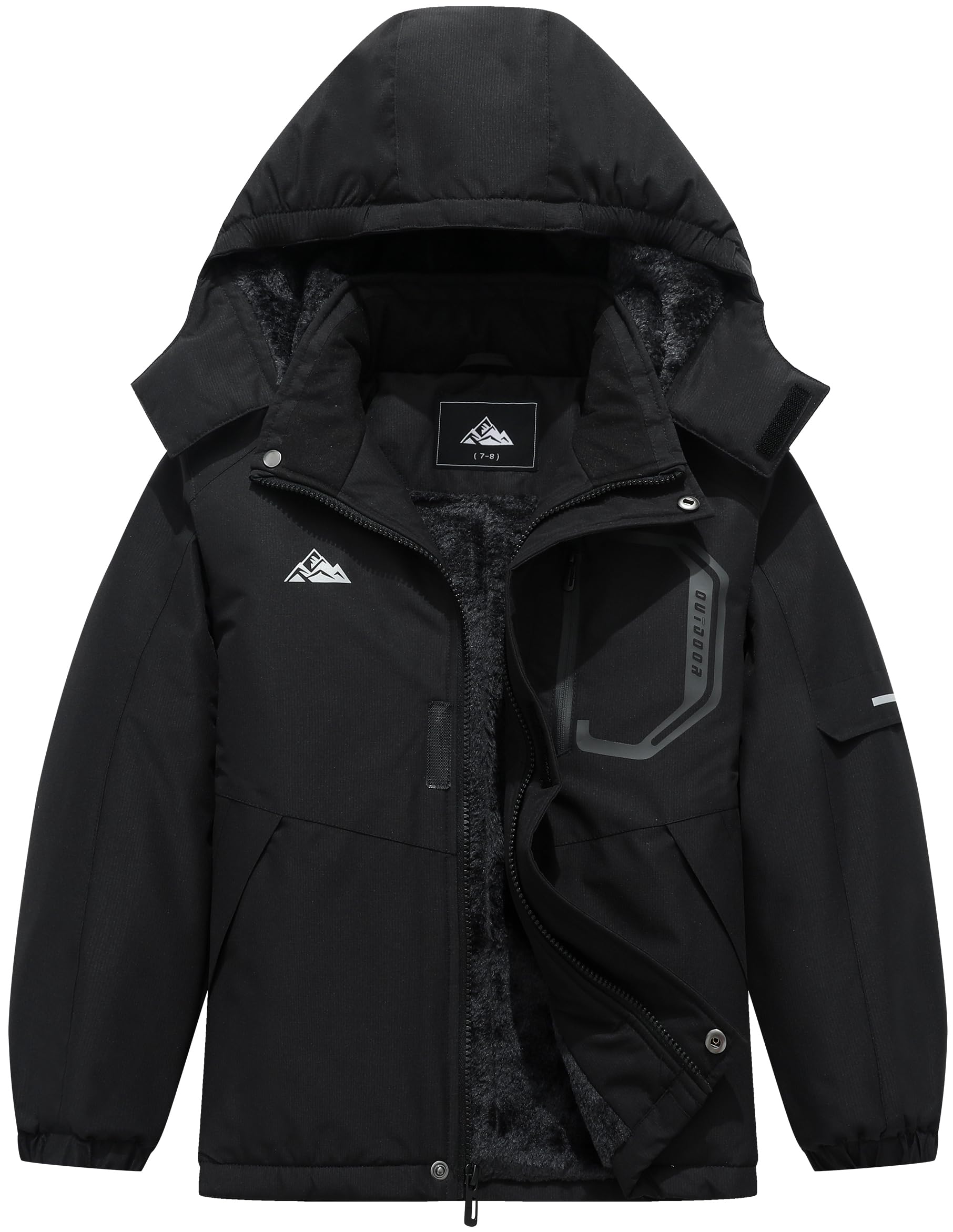 Photo 1 of QUCOOM Kids Boy's Winter Waterproof Ski Jacket,Thick Snow Coat with Detachable Hood Warmth Windproof Snowboard Jackets