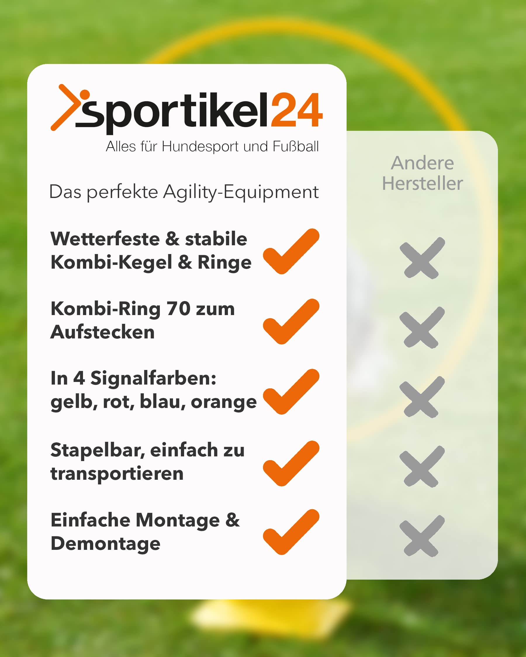 Combi cono 30 & anello combinato 70 – Set di 4 pezzi – per la costruzione di parcours & ostacoli – aiuto per l'allenamento per calcio, atletica e sport per cani