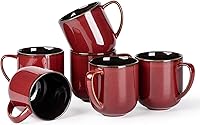 Vista 12 de LERATIO - Juego de 6 tazas de café de cerámica de 12 onzas, grandes tazas de porcelana con mango grande para café con leche, capuchino, leche
