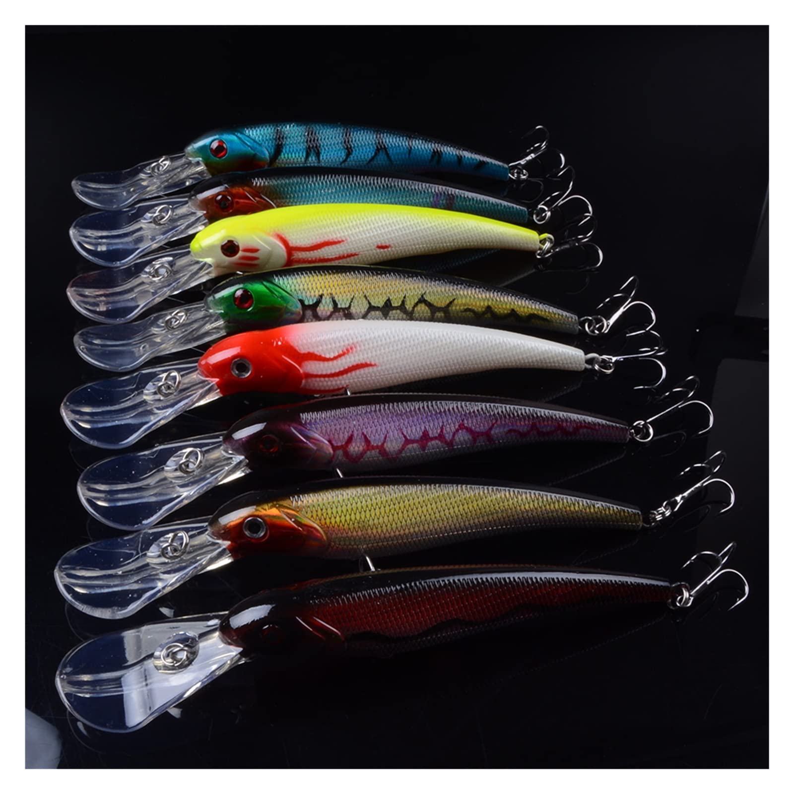 XILILHC 8 Stück 16,5 cm 28 g große Elritze Angelköder Tiefseebarsch Köder künstlicher Wobbler Fisch Crankbait Schwimmköder Tauchen 3D Augen