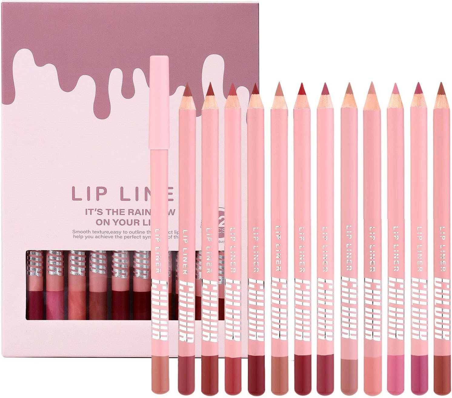 – Lip Liner Pencil - 12 Colors Long Lasting Matte Natural Makeup Supplies - Lip Liner Kit | for Home Travel Day Night Party Wedding Winter Fall Spring Offices School Date