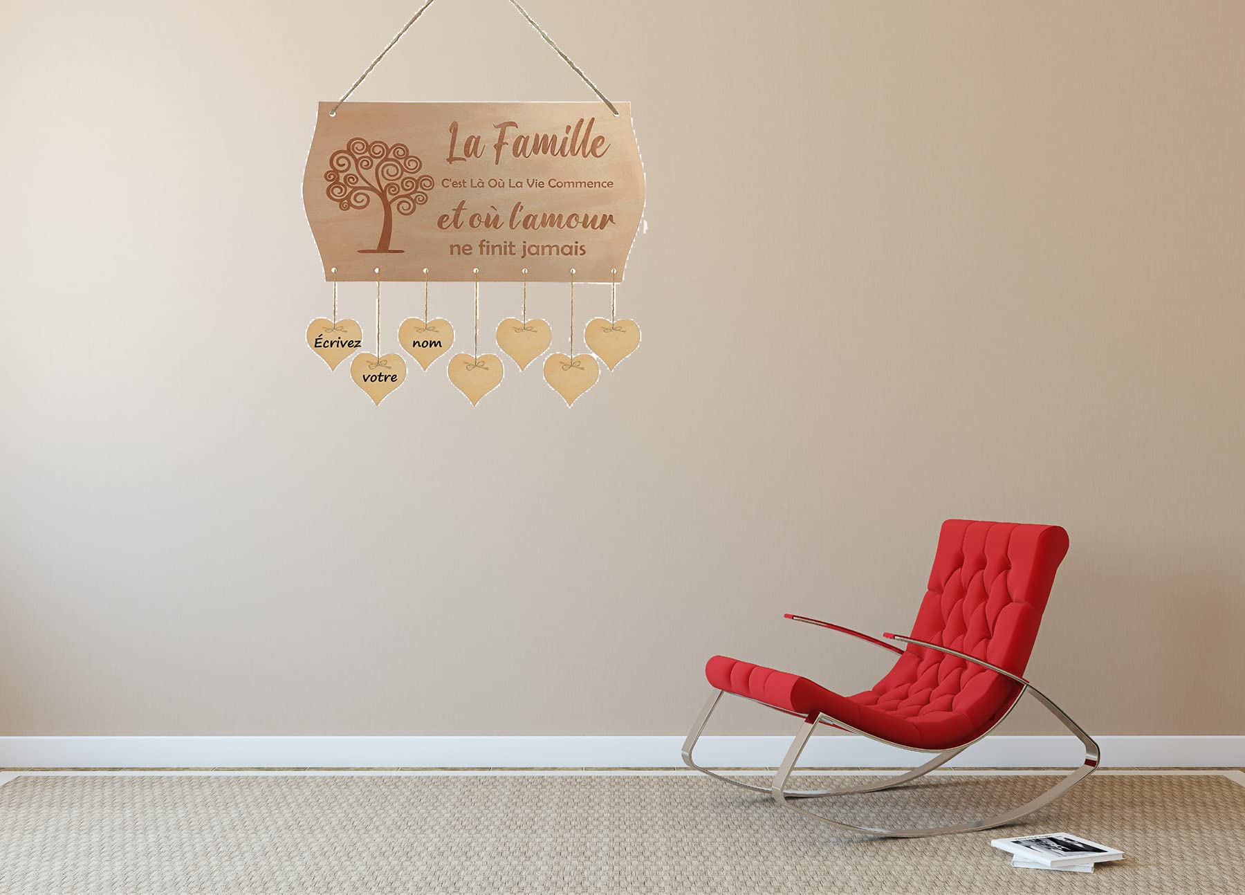 Panneau En Bois Décoratif Suspendu - 6 Planchettes Motivations (39x24 Cm) - Décoration Murale Pour Chambre, Bureau - Cadeau Inspirant