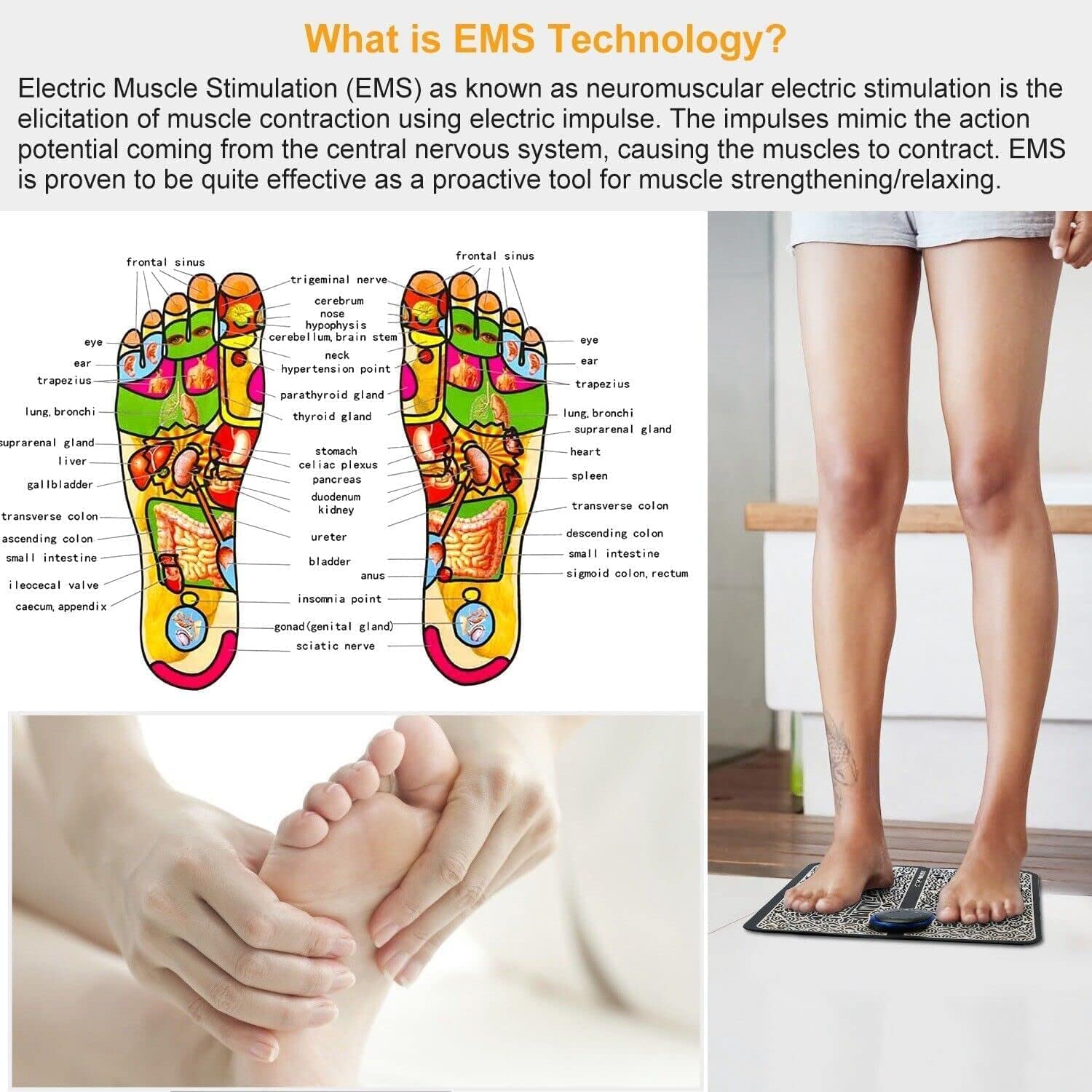 SHOPDART Ems Foot Massager Pain Relief,Electric Ems Massage Machine Mat,Rechargeable Portable Folding Automatic With 8 Mode/19 Intensity For Legs,Body,Hand Device For Men And Women 3