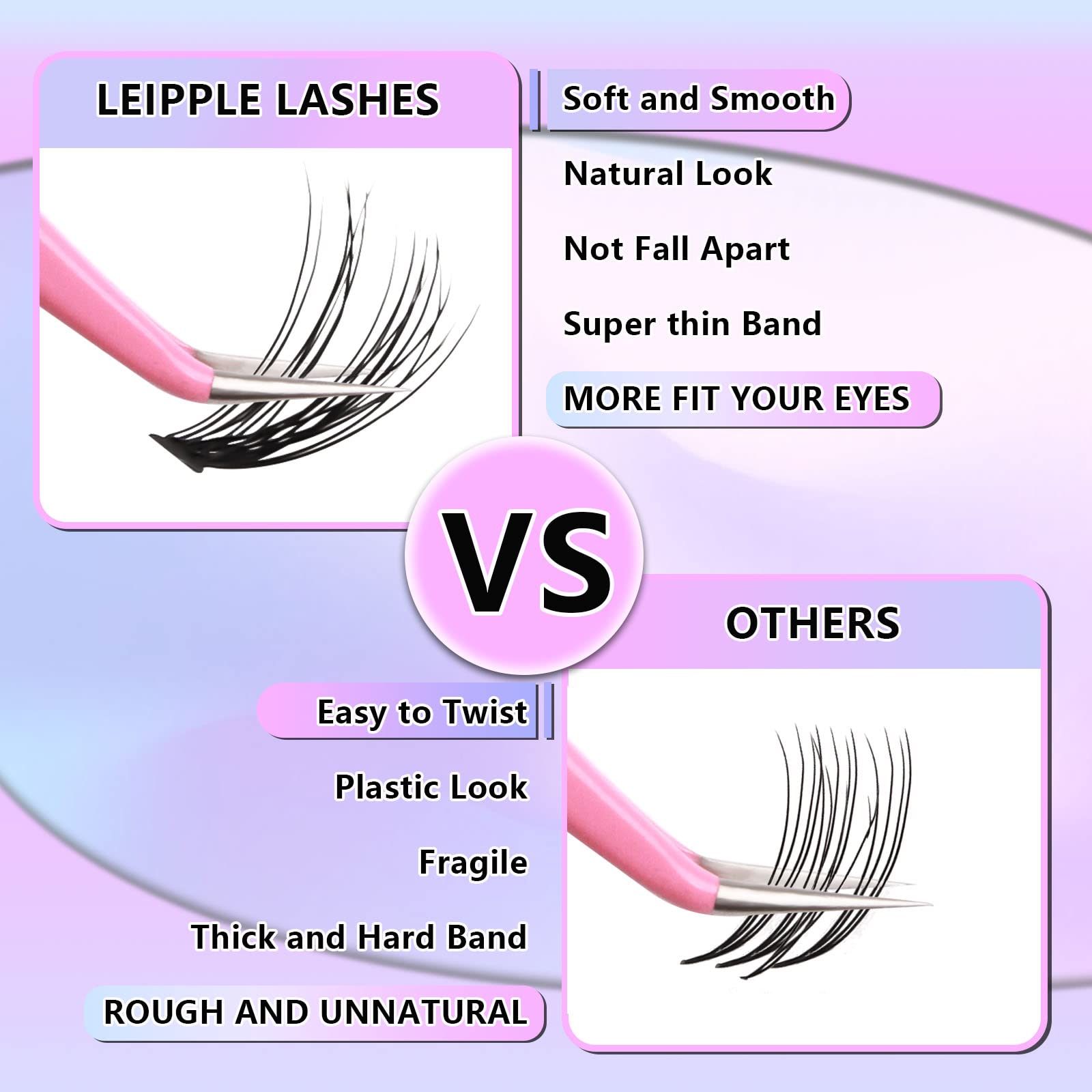 Indywidualne sztuczne rzęsy 240 sztuk, D Curl Mieszane 9-14 mm Ciffetti Natural DIY Indywidualne Klaster Objętość (20D Cluater Lash)