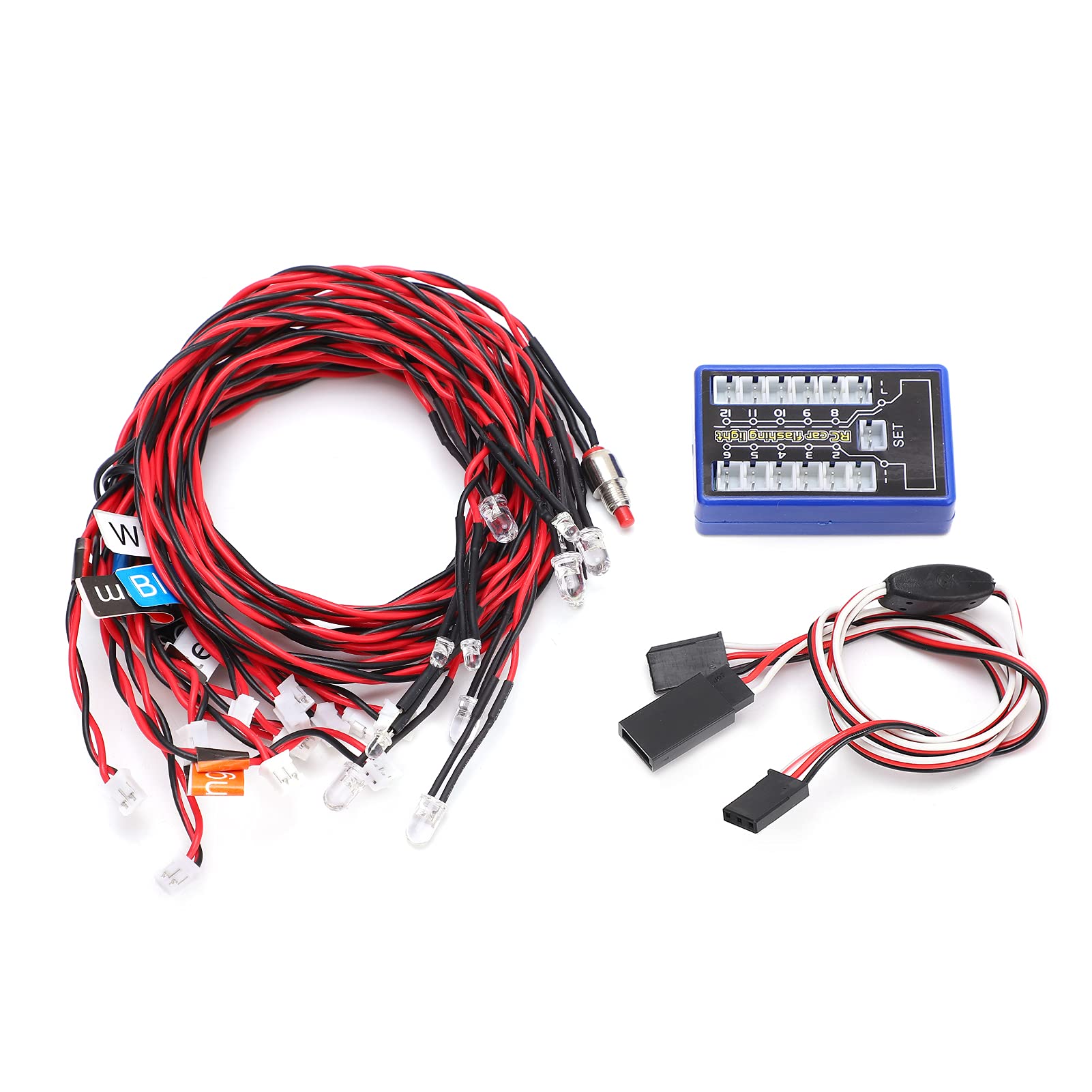RC Car Flashing Light System, 12 LED Highlight Flashing Light System 4 Tryby Oświetlenia dla RC Cars 4.8-6V DC dla 1/8 1/10 1/12 RC Cars