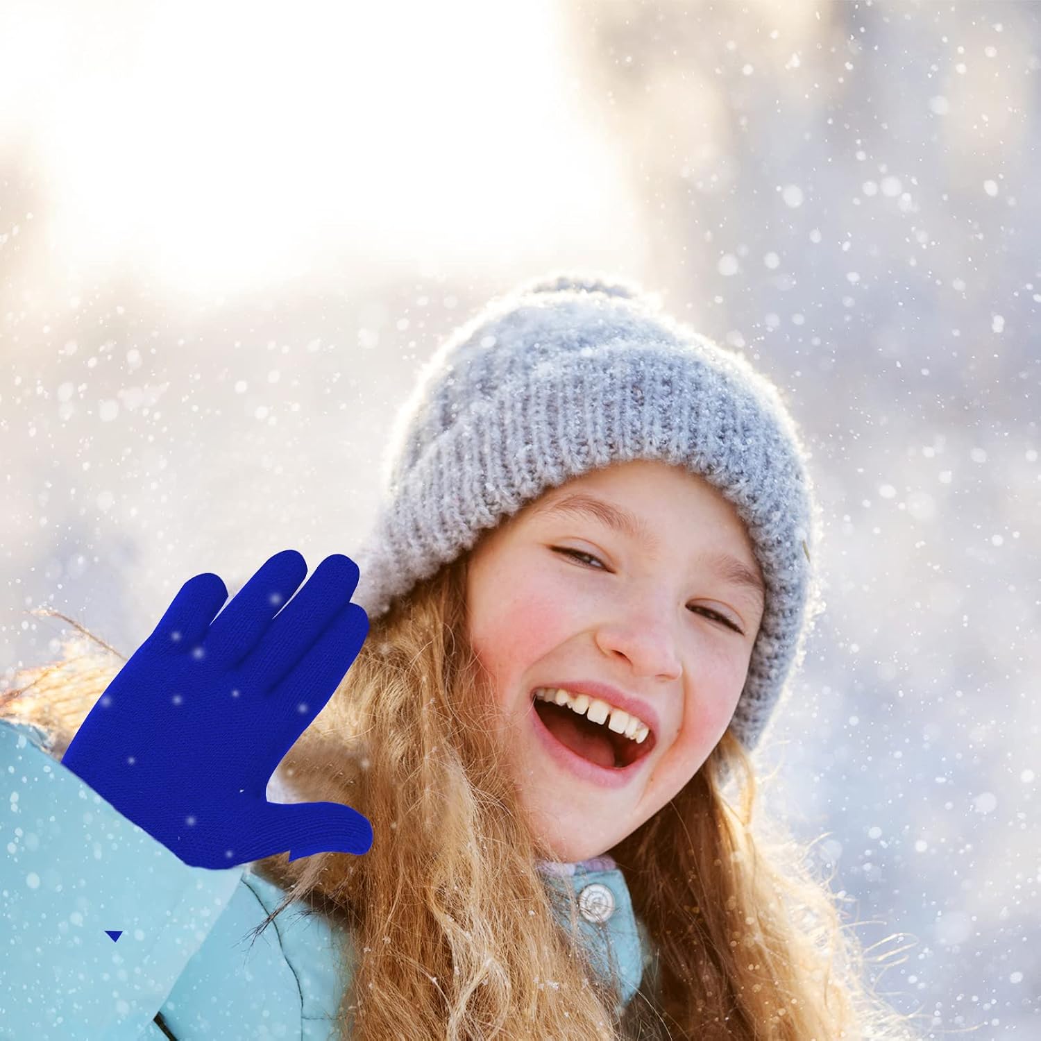 Hicdaw 6 Pairs Kid's Winter Gloves - Stretchy Warm Knit Gloves for Boys or Girls