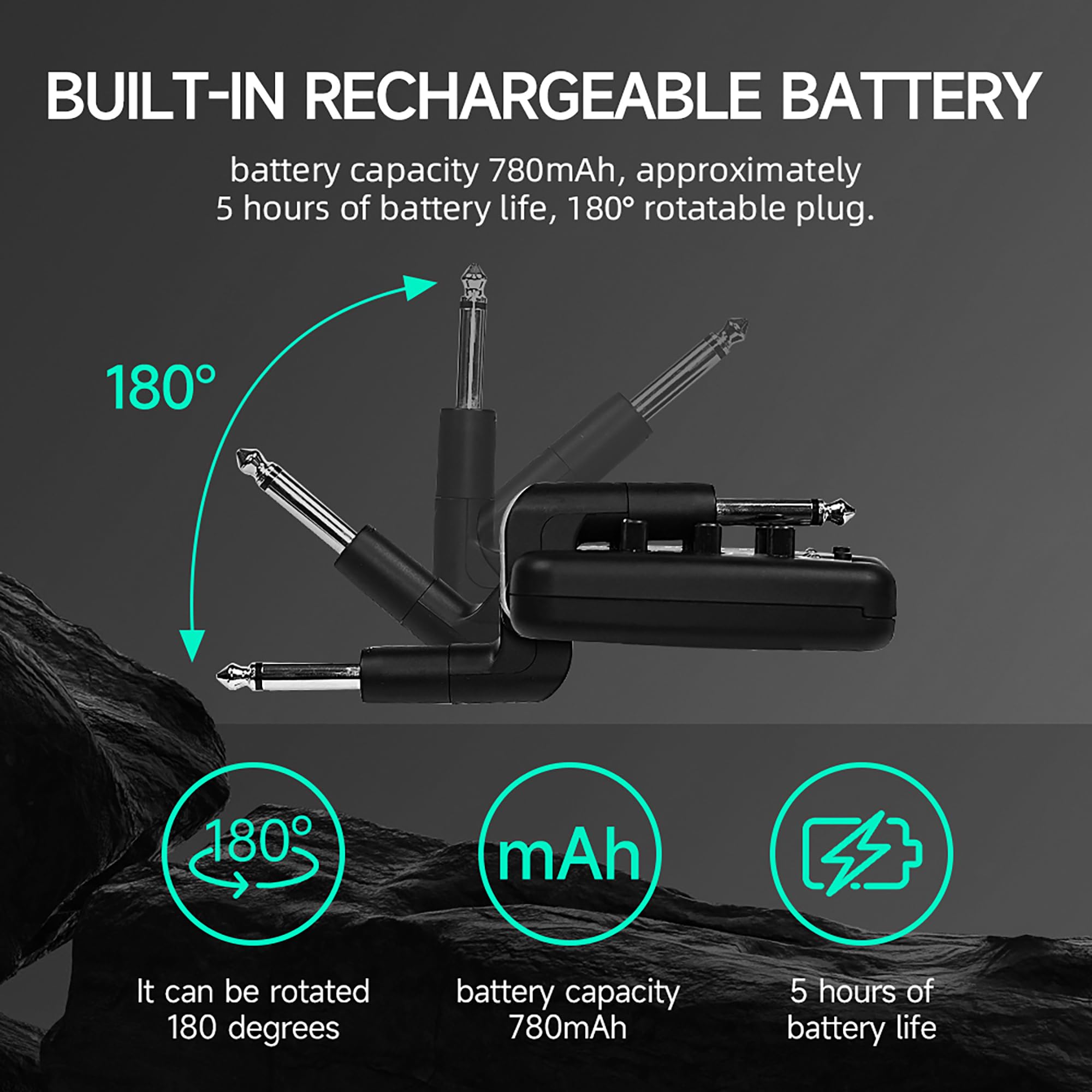 EROK Amplificatore per cuffie per chitarra con 9 toni di simulazione, effetti tascabili portatili ricaricabili tramite USB, con funzione wireless, supporto registrazione OTG