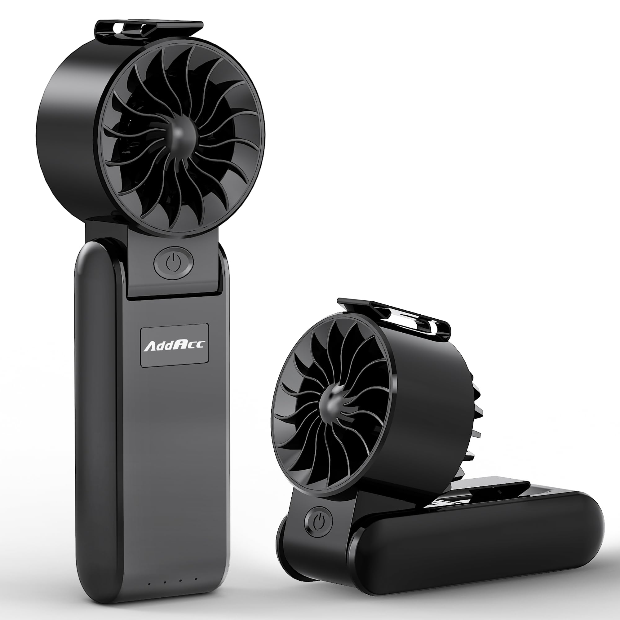 AddAcc Ventilateur turbo portable, fonctionne avec batterie 5000 mAh, max 26 heures de fonctionnement, moteur haute puissance 132 000 tr/min, ventilateur rechargeable 3 en 1 avec clip de ceinture pour