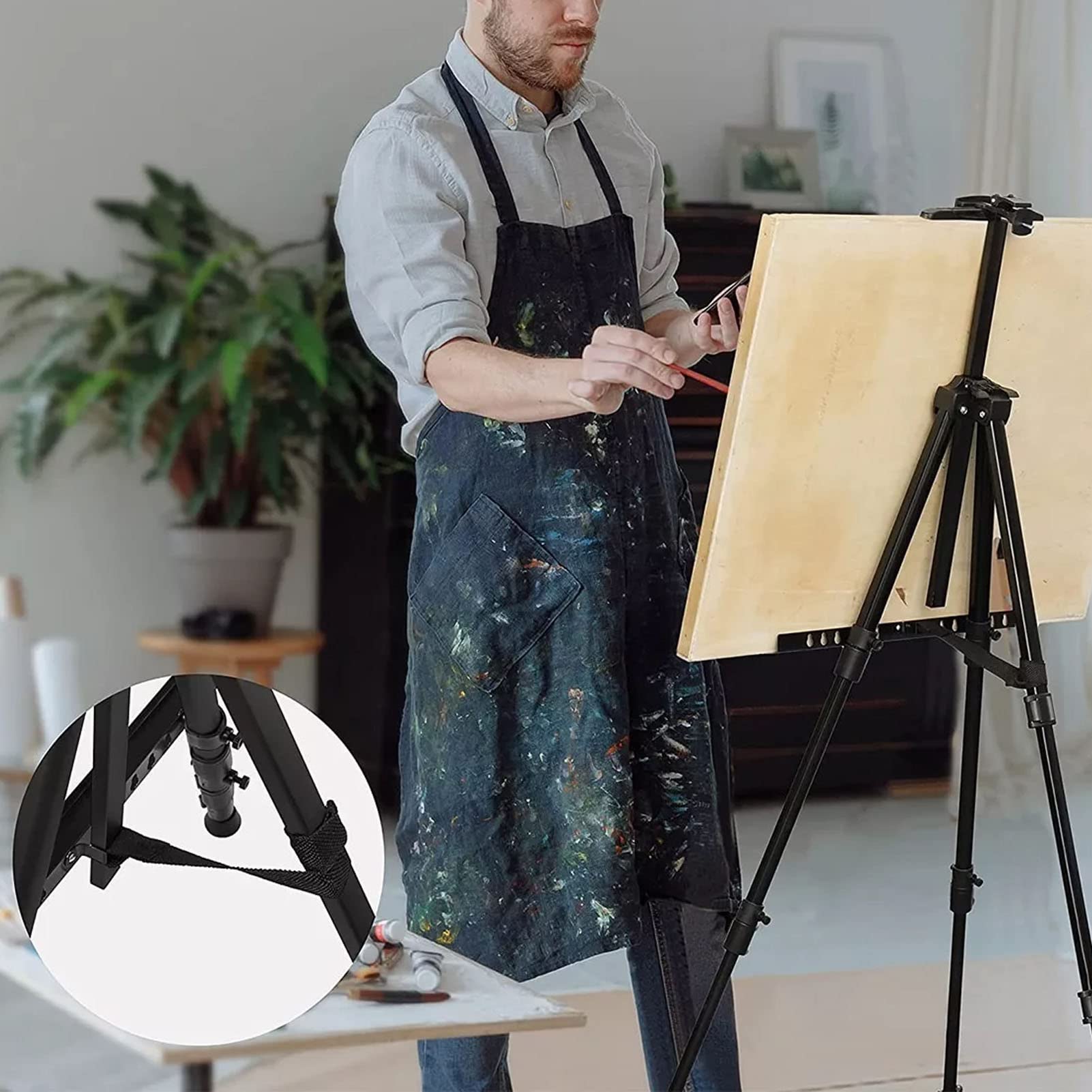 Caballete portátil para pintura artística con bolsa de almacenamiento, soporte telescópico, trípode plegable ajustable Ferroalloy para pintar bocetos, exposiciones de obras