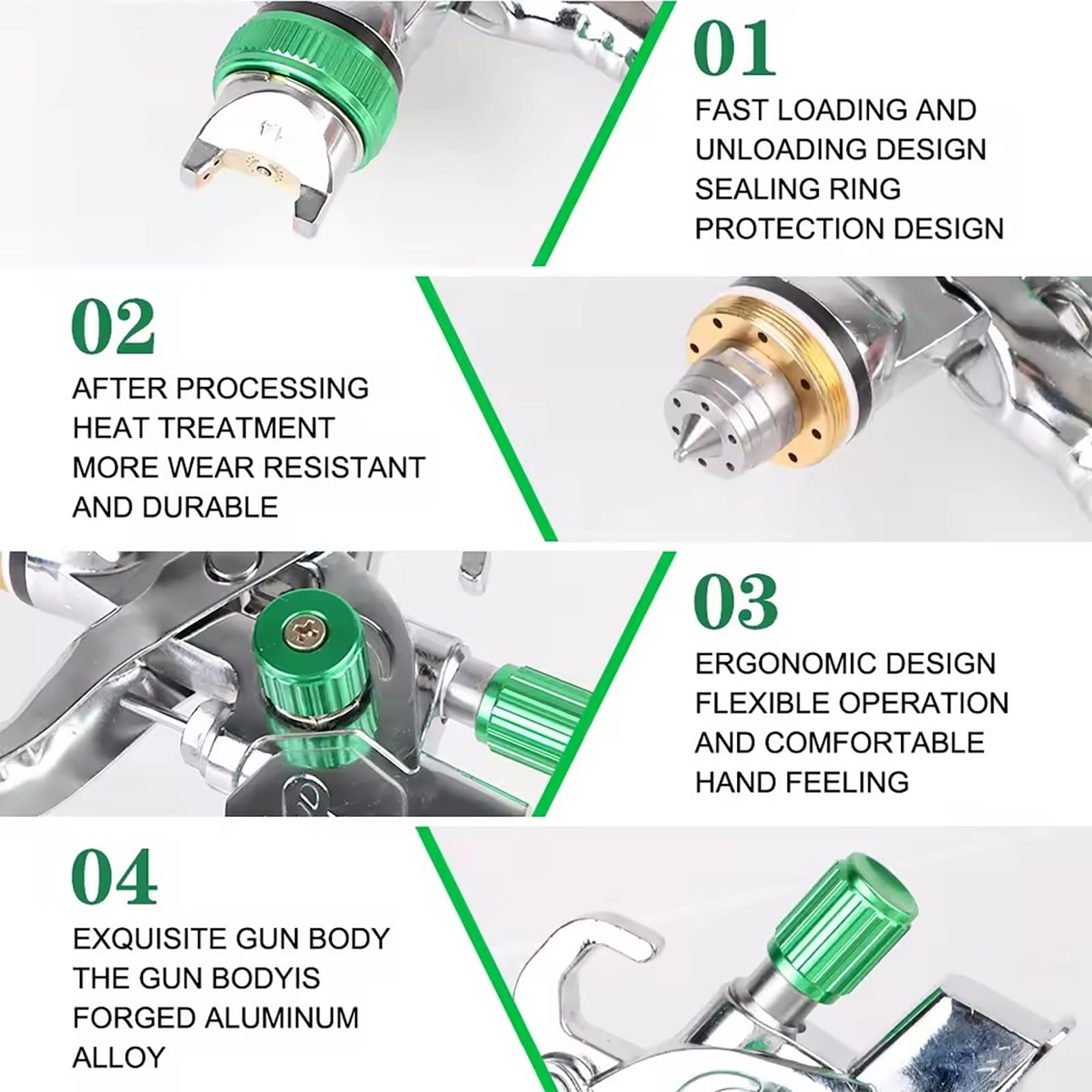 NEWFUN Pistolet Peinture Air Comprimé, Kit Pistolet à Peinture avec 4 Buses, 1,4/1,7/2,0/2,5 mm, Adapté aux Applications de Pulvérisationdans Les Domaines de l'automobile et du Bricolage