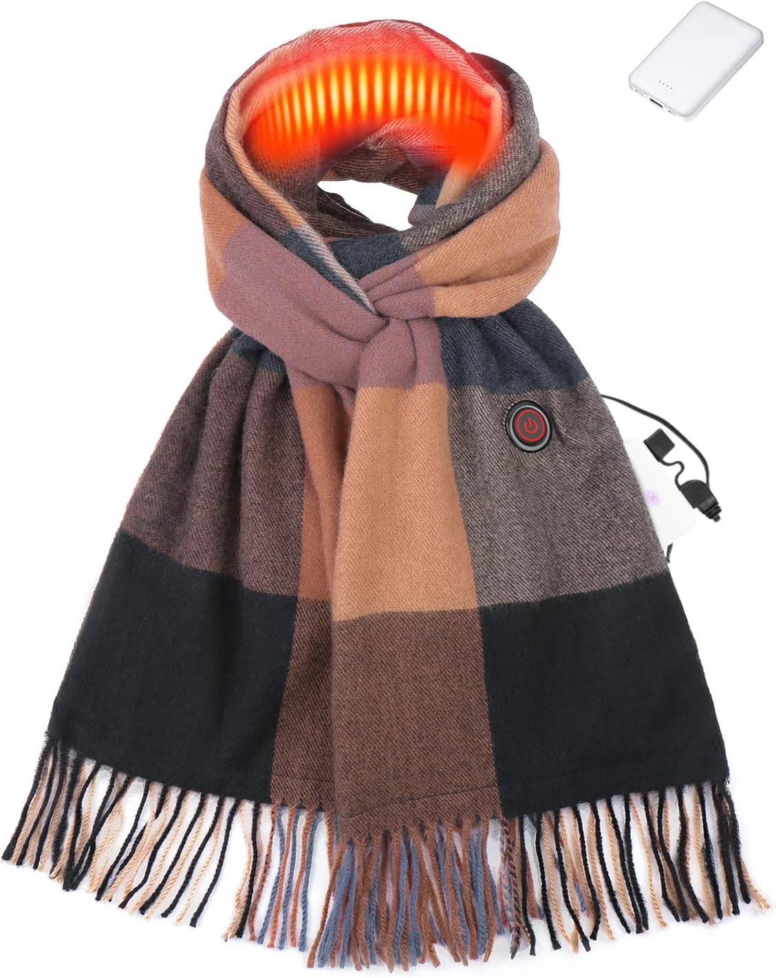 Heated Scarf for Women and Men with Rechargeable Battery, Electric Heating Neck Scarf for Winter, 3 Temperature Levels