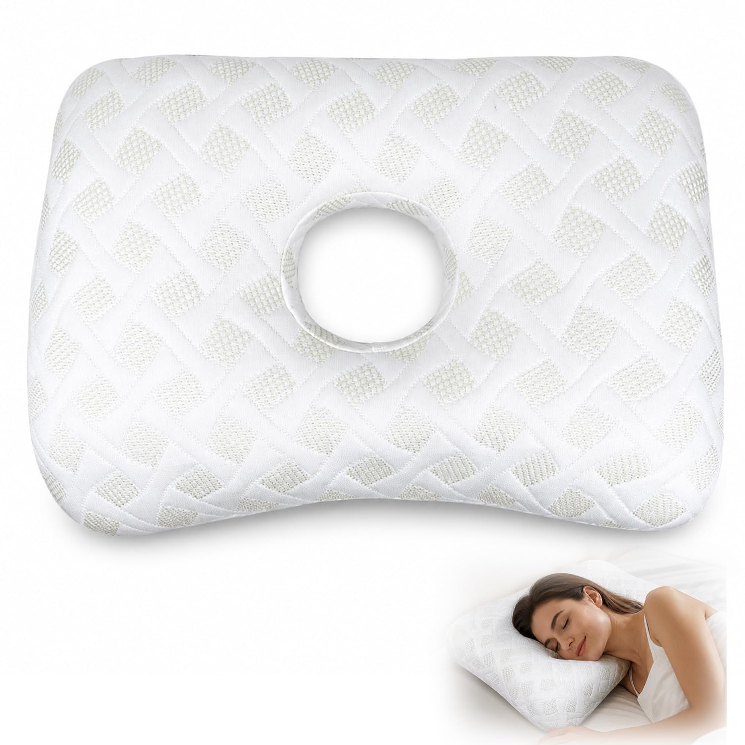 dkjfei Ear Piercing Pillow, Washable Pillow with Hole for Ear