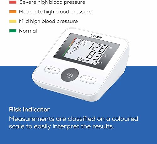 Miniatura 3 de Beurer BM27 Monitor de presión arterial para el brazo superior para uso doméstico con puño ajustable automático, 120 juegos de memoria, detección de