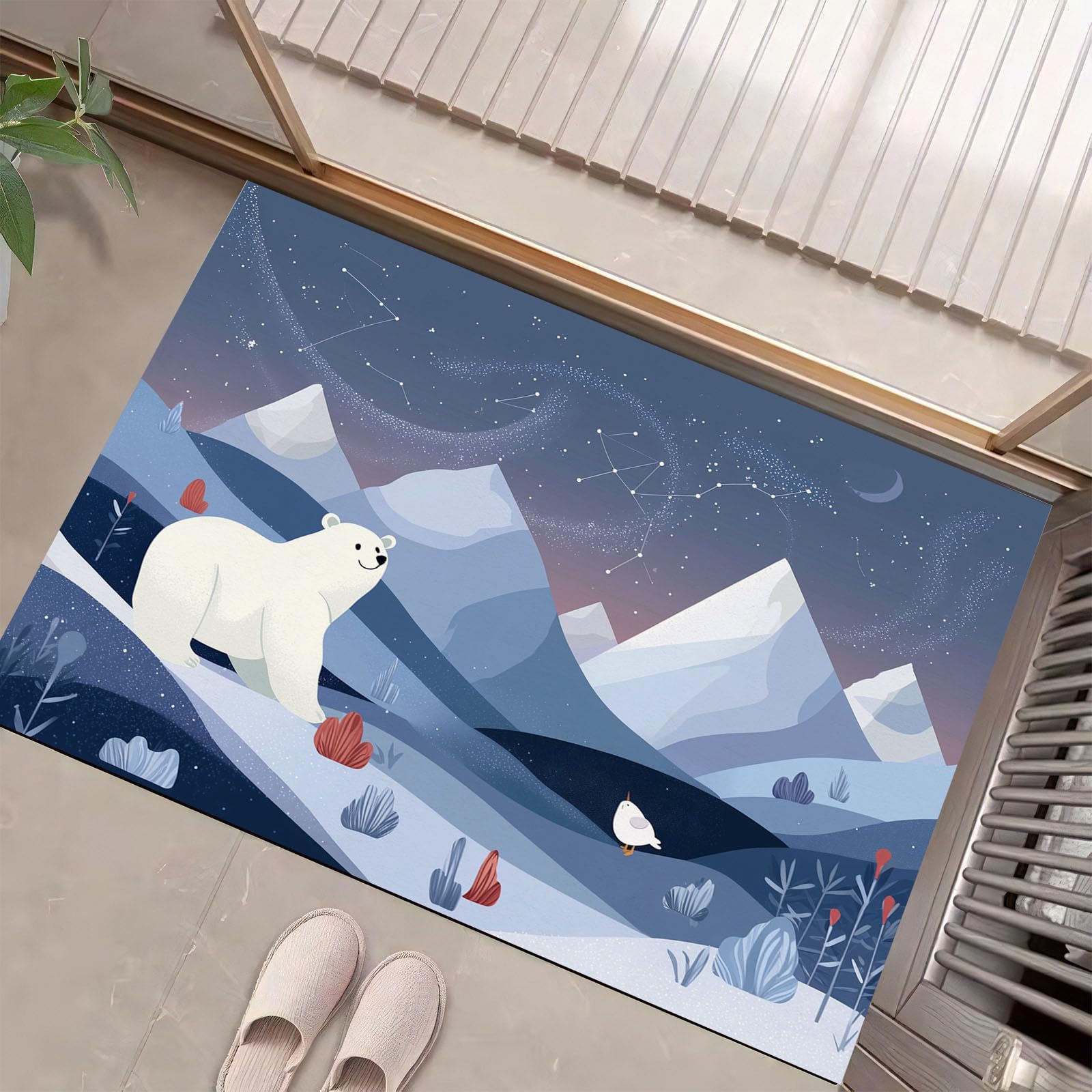 Paillasson ours polaire motif montagnes pour une entrée chaleureuse