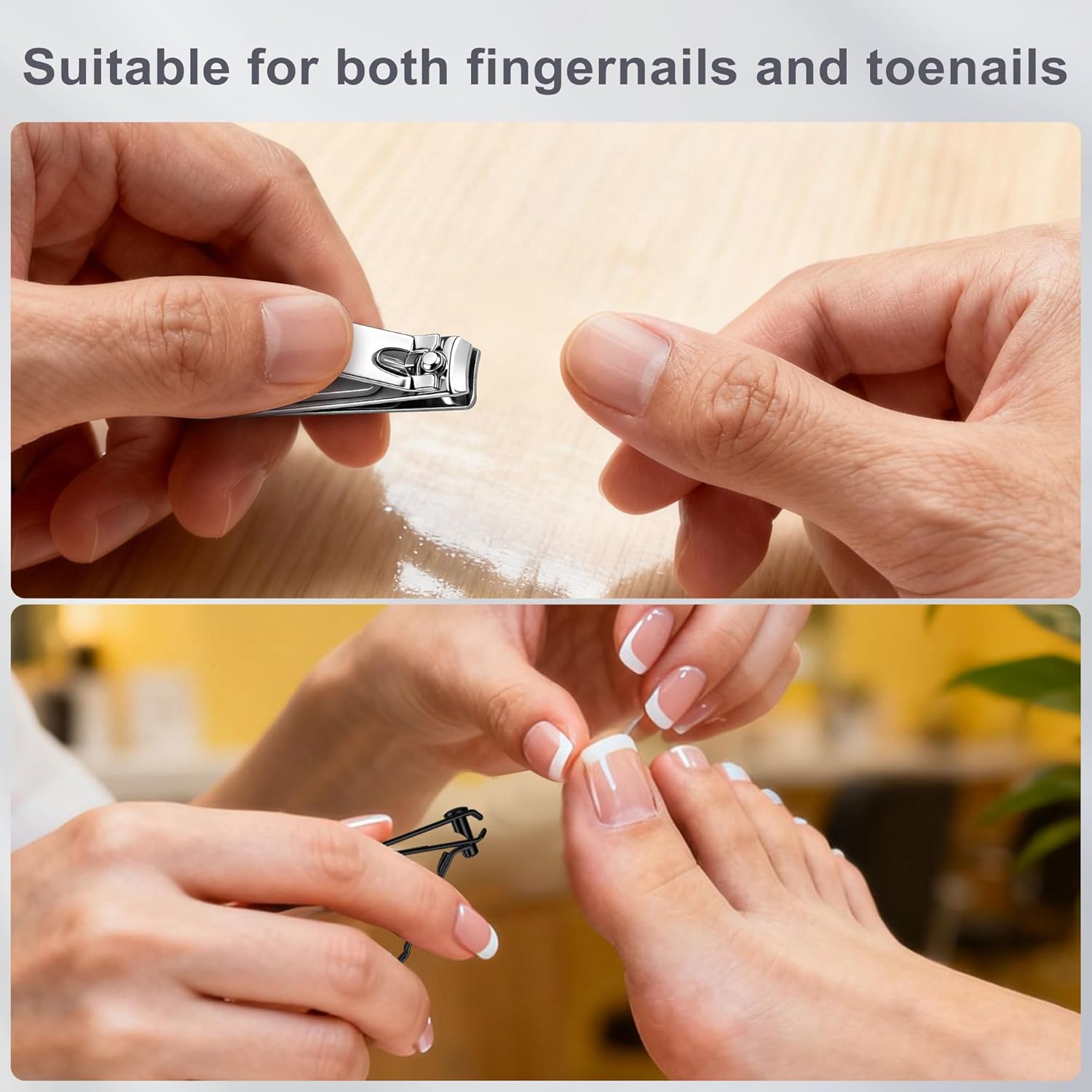 Nail Clippers Bulk, Fingernail Clippers Bulk, Individually Packaged, Straight-Blade Stainless Steel, Suitable for Travel, Hotels, Homeless, Charitable, Silver and Black (120-PACK)