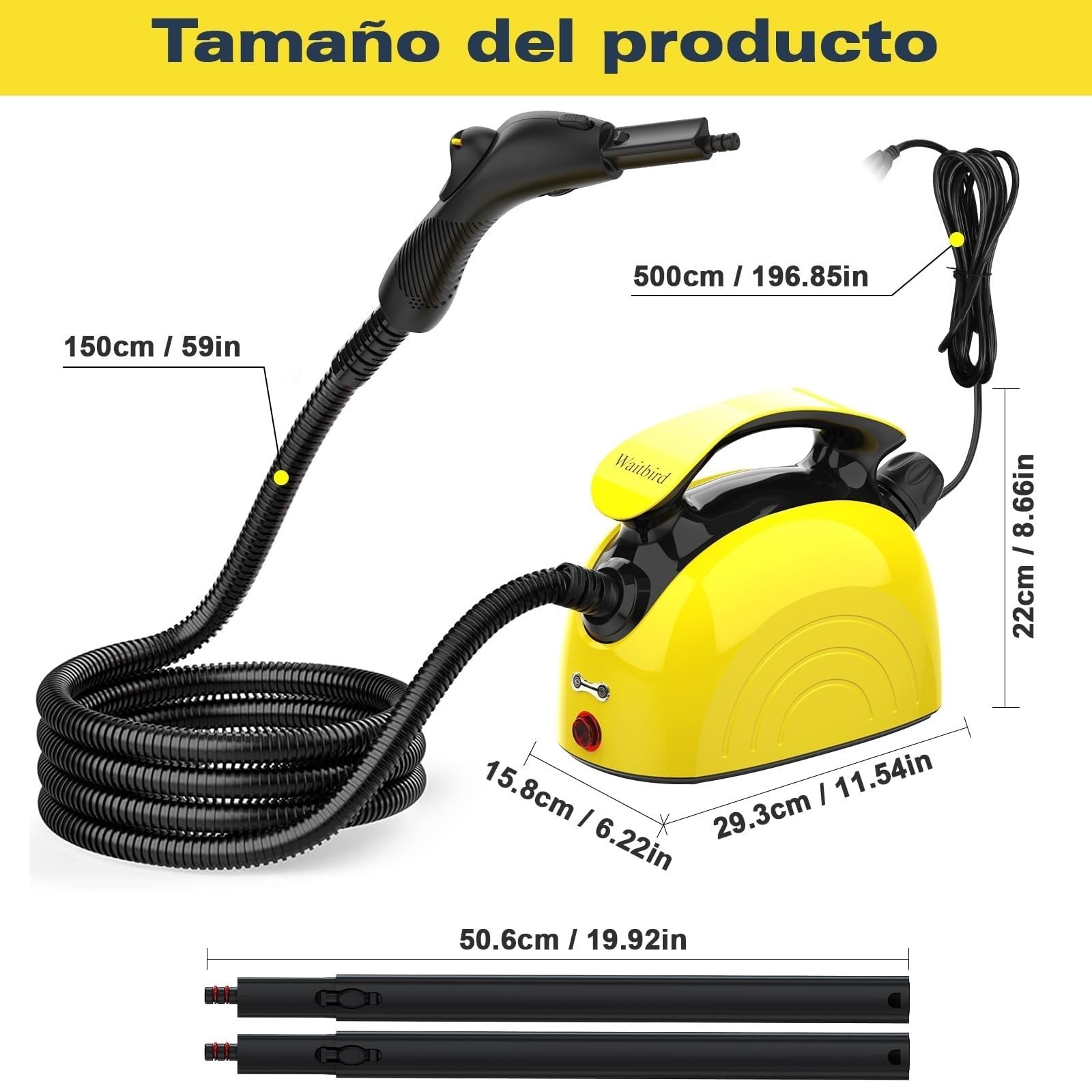 Limpiador a vapor doméstico, portátil, de calentamiento rápido, gran capacidad de 1,08 l, adecuado para cocina, inodoro y vidrio
