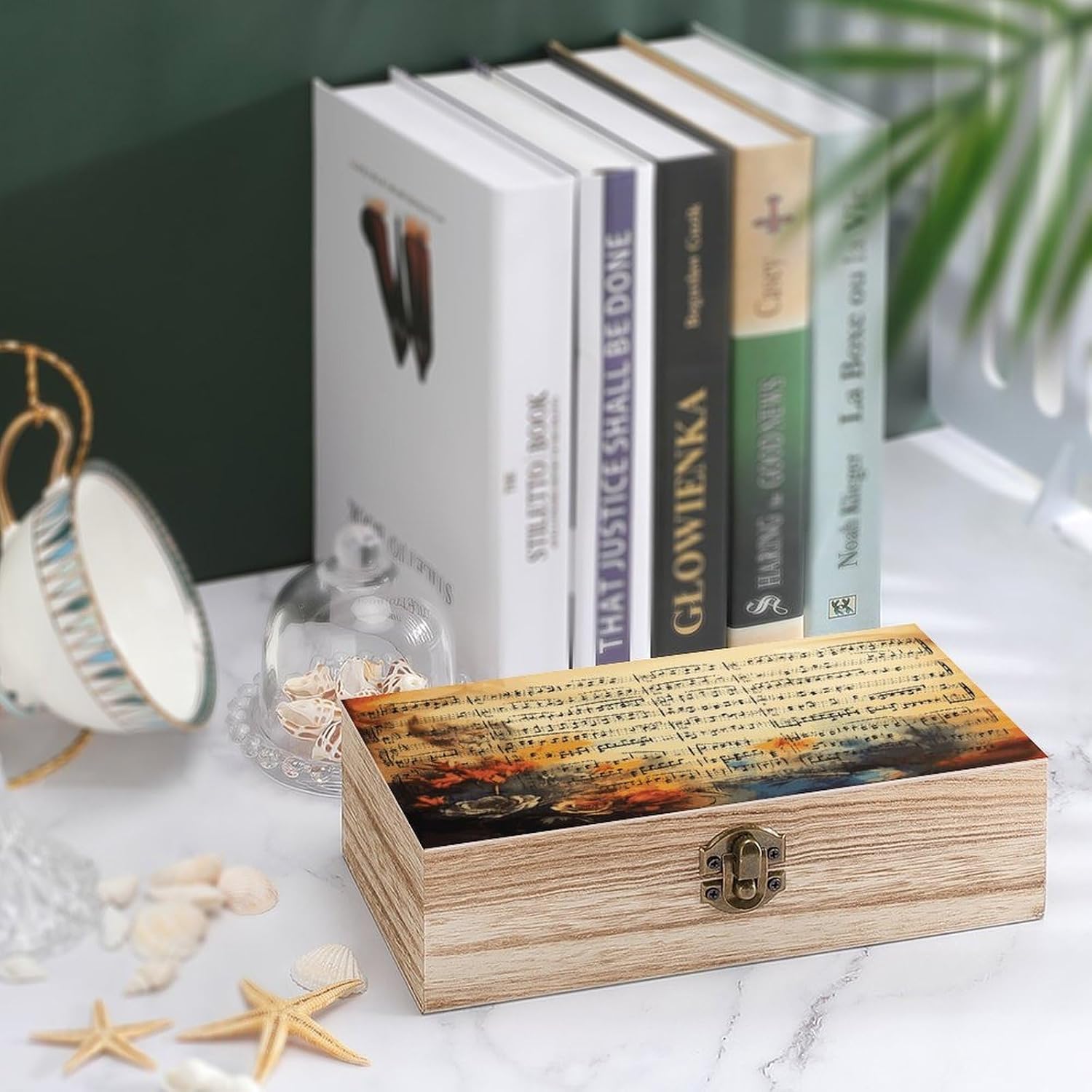 Personalized Wooden Keepsake Box Vintage Music Note Wooden Box with Hinged Lid Large Decorative Storage Boxes Exquisite Memory Boxes for Photos, Trinket Letters Jewelry image 4