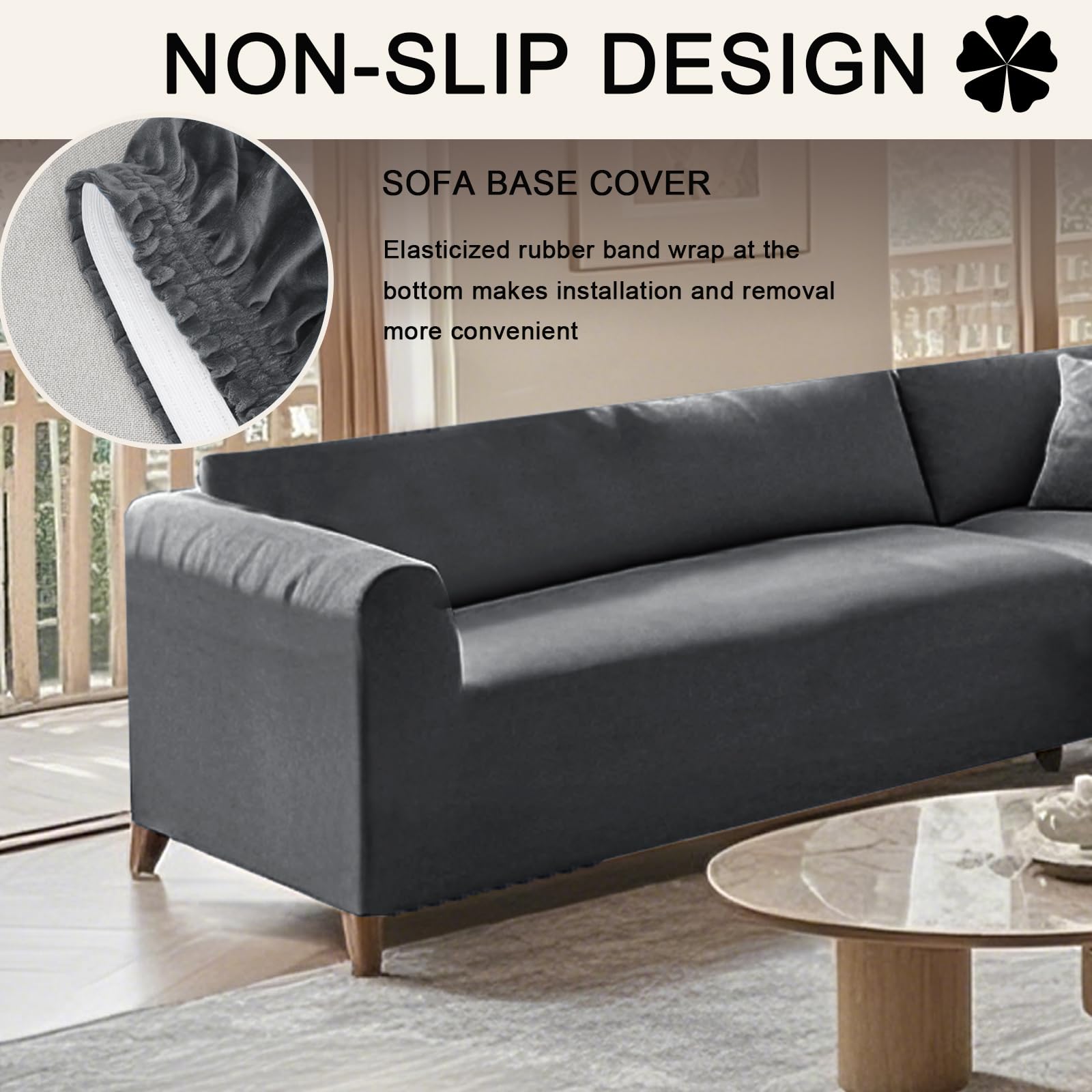 Ecksofa üBerzug Stretch Samt Sofabezug L Form 1/5/6/7 Sitzer Sofa üBerzug Anti-Rutsch Waschbar Elastischer Sofahusse FüR Wohnzimmer (Grau,6 Seat-3C2 3 PCS)