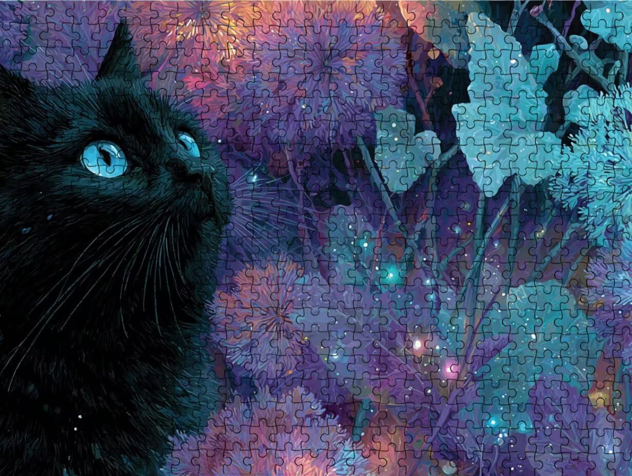 Puzzle de 4000 para Adultos, Gato Negro De Flores, Clásicos YHPGL7-368