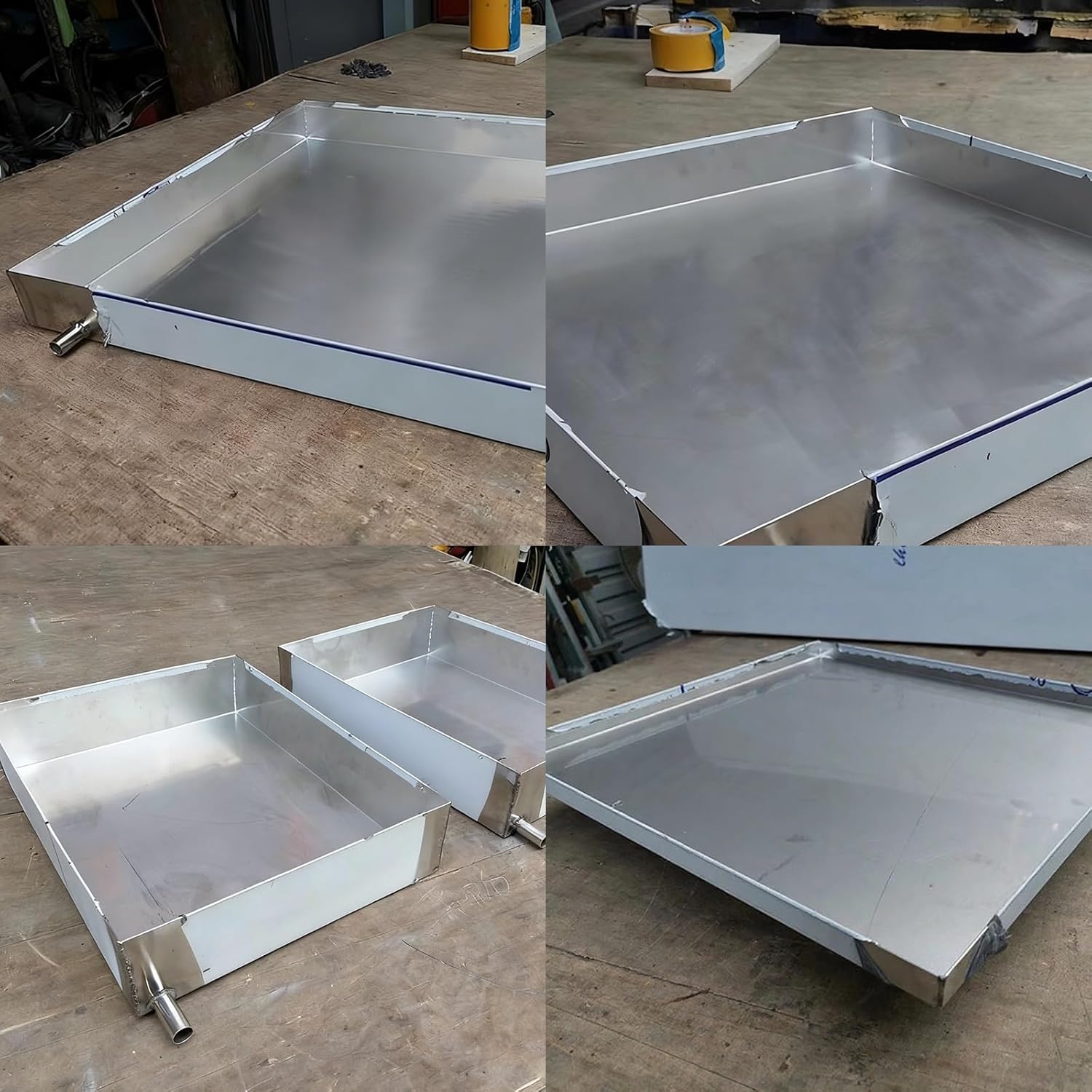 304 Stainless Steel Drip Tray for Pots, AC Drain Pan with Drain Outlet, Oil Drip Pan for Washing Machine & Refrigerator, Car Accessories (70x42x5 cm / 28x17x2 in)