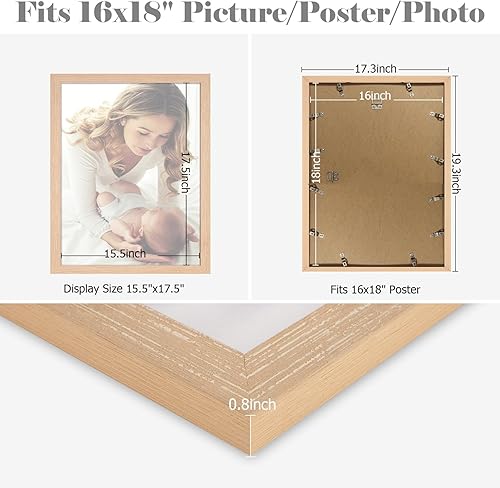 Vista 437 de Marco gris rústico de 18 x 24 pulgadas, marco para póster de 18 x 24 pulgadas, color gris envejecido, grande, retro, natural, 24 x 18 pulgadas