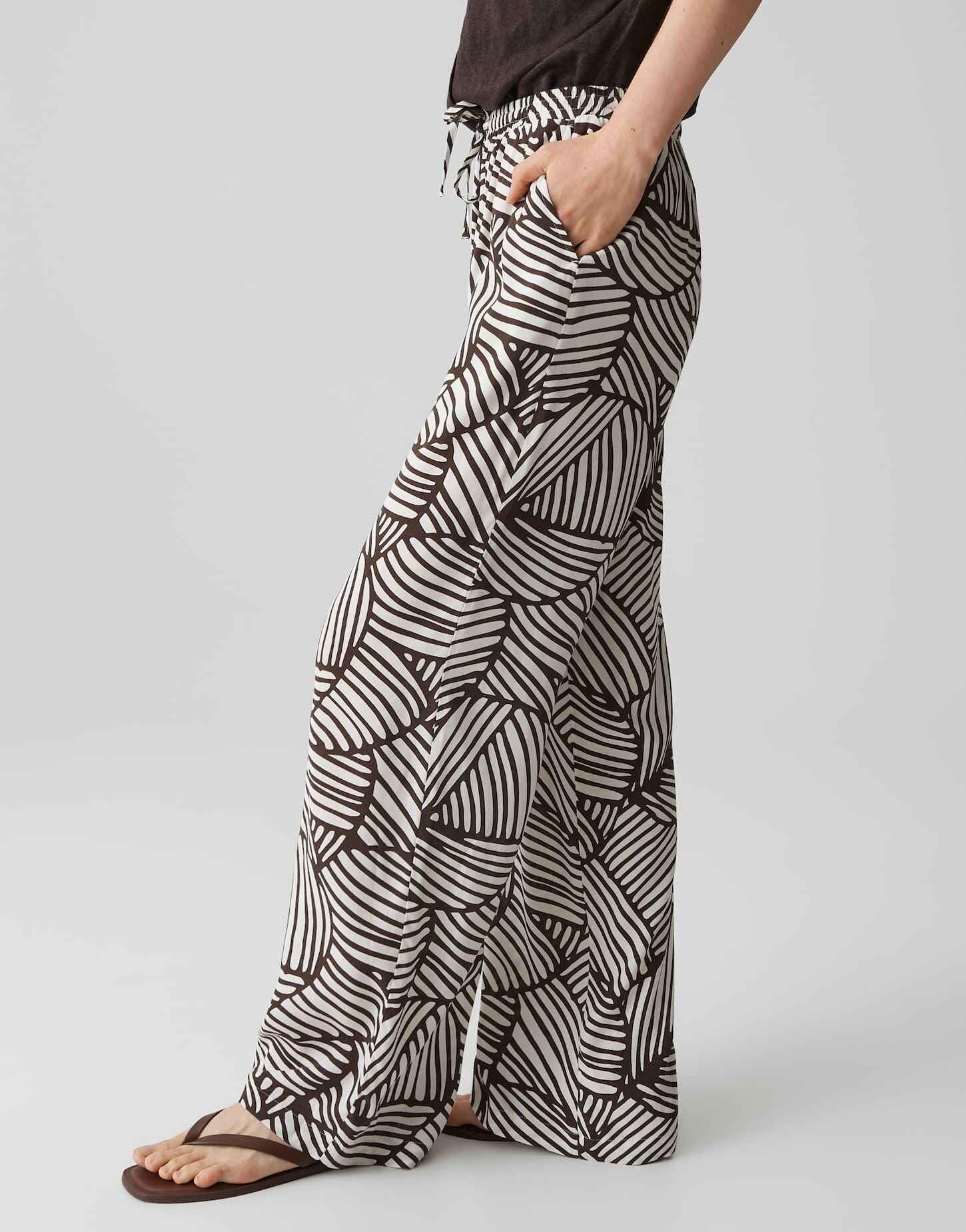 OPUS Damen Wide Leg Pants | MAROU Botanical Wide Leg Pants aus feiner Krepp Viskose