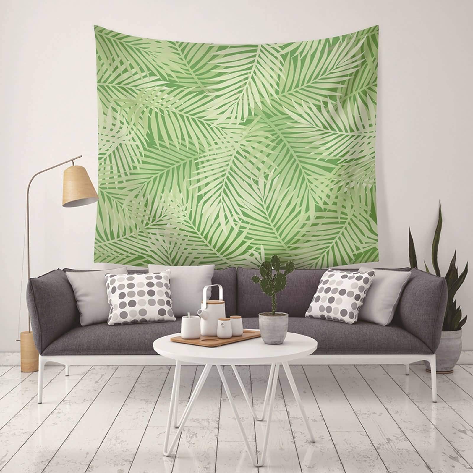 Tenture murale décoration verte grand format 200x150 imprimé feuilles tropicales