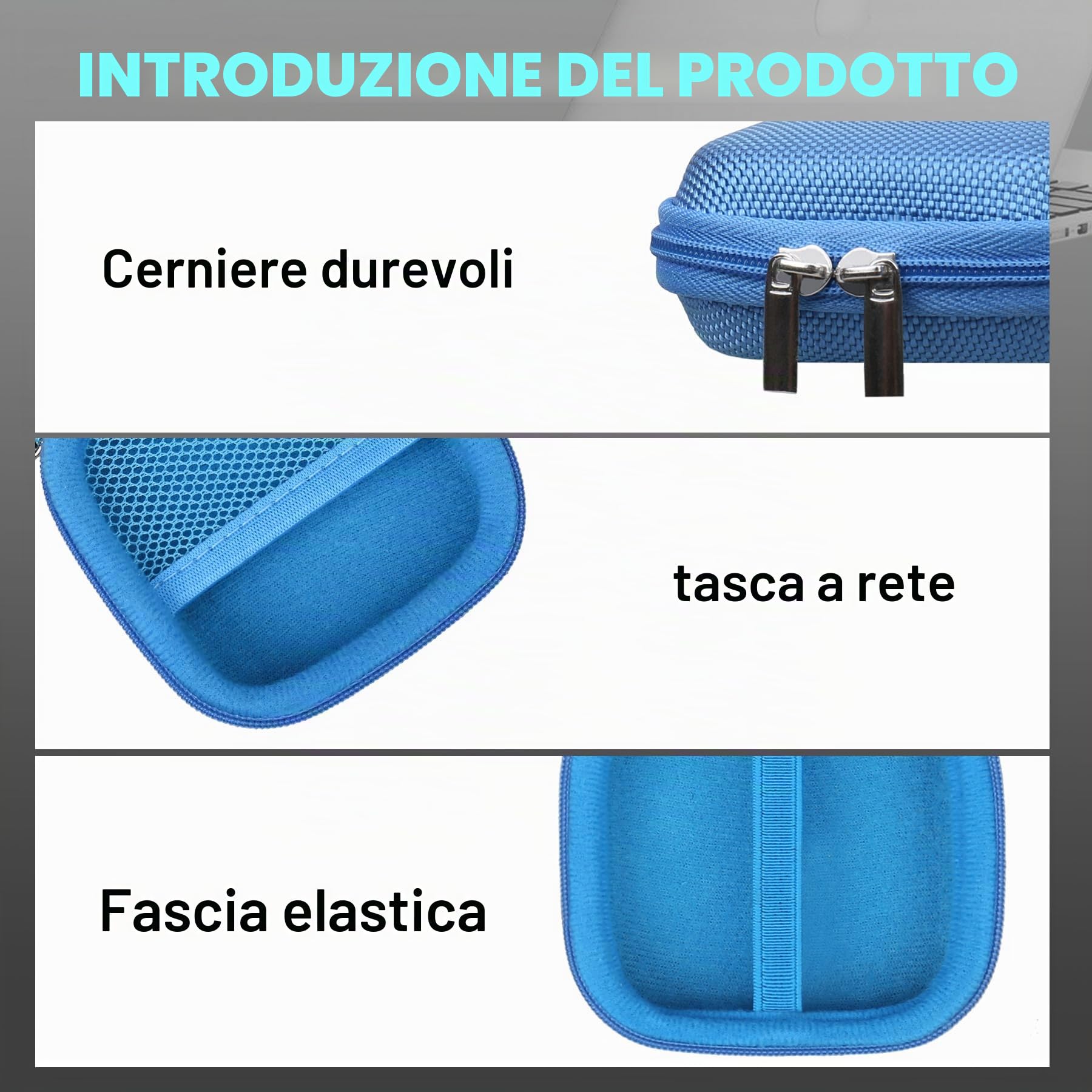 Lacdo Custodia Rigida Hard Disk Esterno per Crucial X10 Pro/Crucial X9 Pro Portable SSD 1TB 2TB 4TB USB 3.2 Stato Solido Esterne EVA Antiurto Impermeabile Protettiva Borsa, Blu