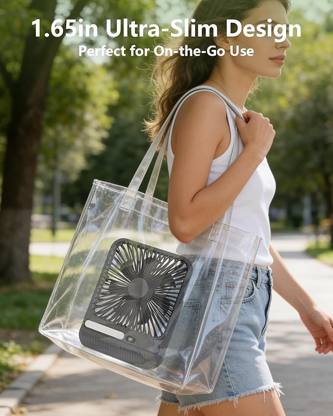 Ventilador Portátil de Mesa 7 Pulgadas Ultra Delgado con Batería Recargable y Temporizador miniatura 2