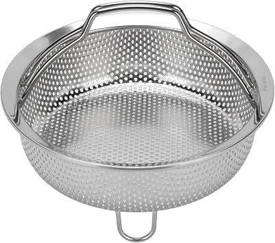 Stainless Steel Steam Basket, Multifunctional Colander Steam Insert, Steaming Rack with Foldable Handle for Electric Rice Cooker Pot Vegetables Seafood Dumplings 210x210x135cm/82.7x82.7x53.1in