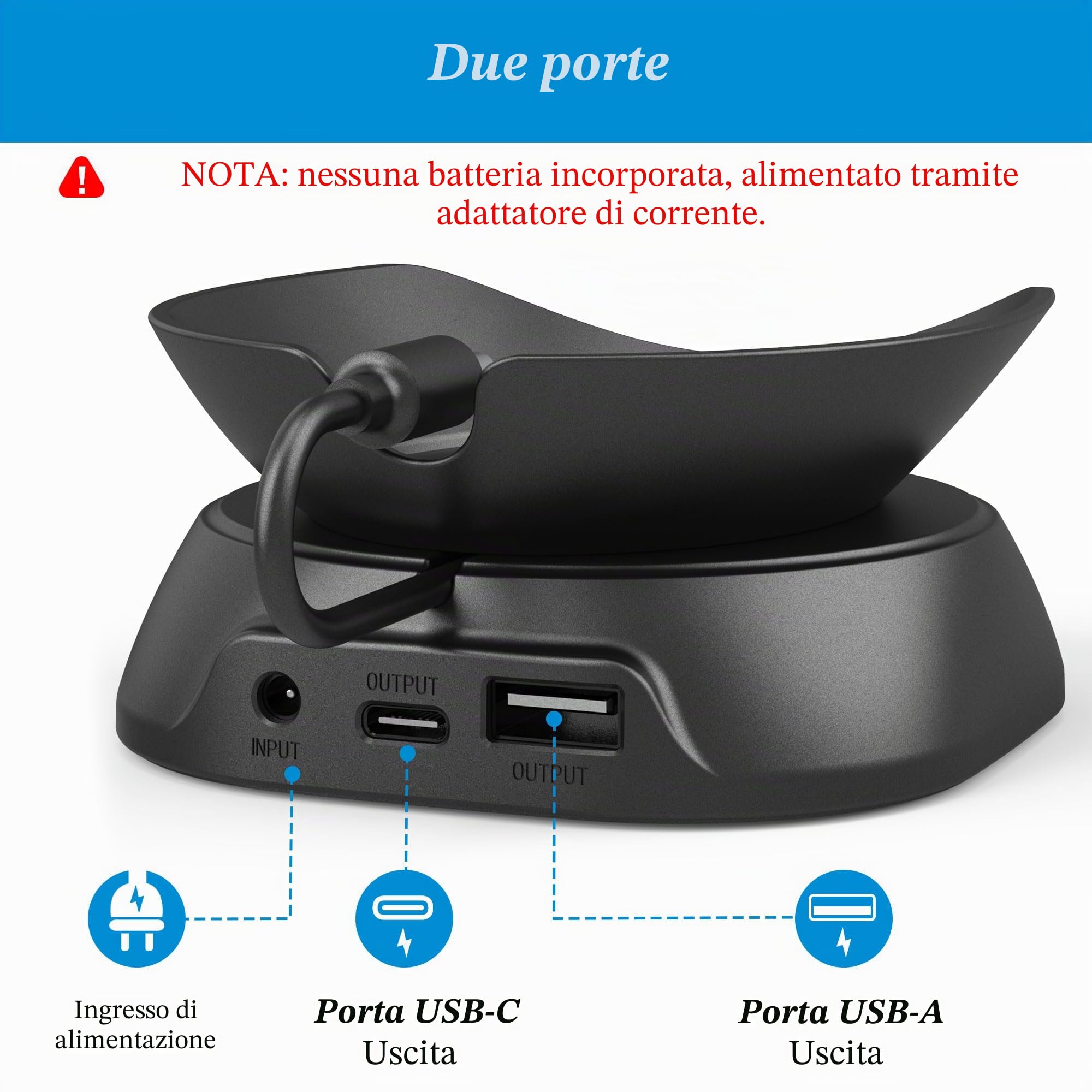 PlusAcc Supporto per Spot e Smartphone – Supporto da scrivania con porte di ricarica USB-C e USB-A, Supporto da tavolo compatibile con Spot/iPhone/Samsung (Nero)