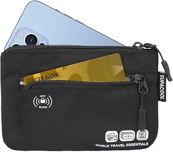 SUPACOOL RFID Passport Holder Wallet Bag for Men Women Family, Passport Pouch for Travel,Card Holder Organizer, RFID Blocking, Travel Wallet, 2pcs Set (Black)