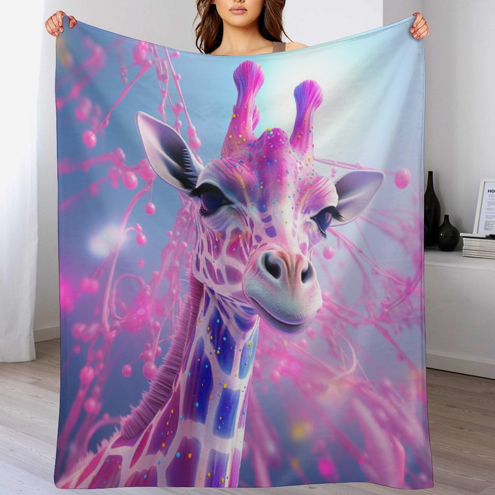 Couverture super douce girafe pour canapé lors des soirées cocooning