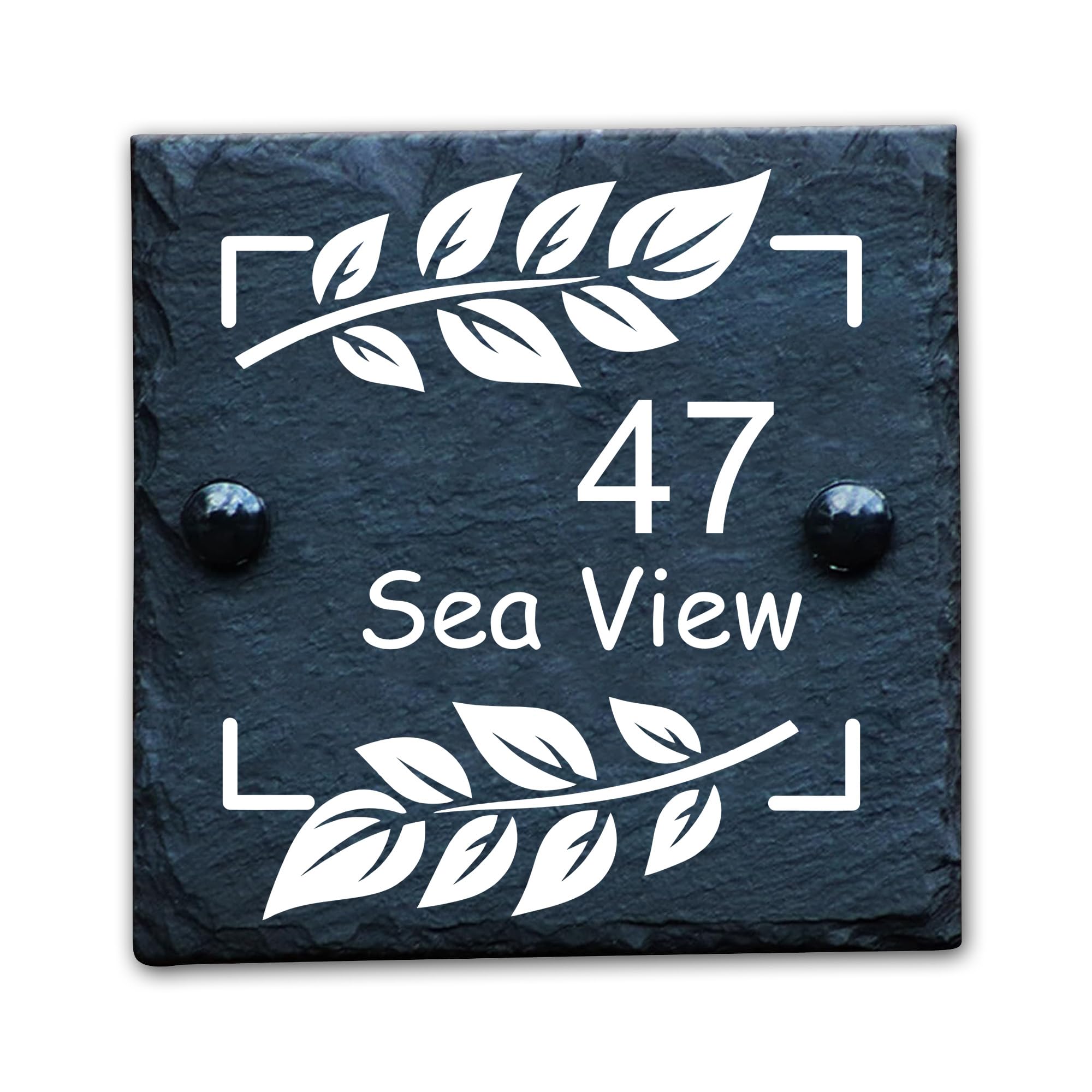 Housics Personalised Slate House Number Plaque, Black, 150x150mm, Design 5